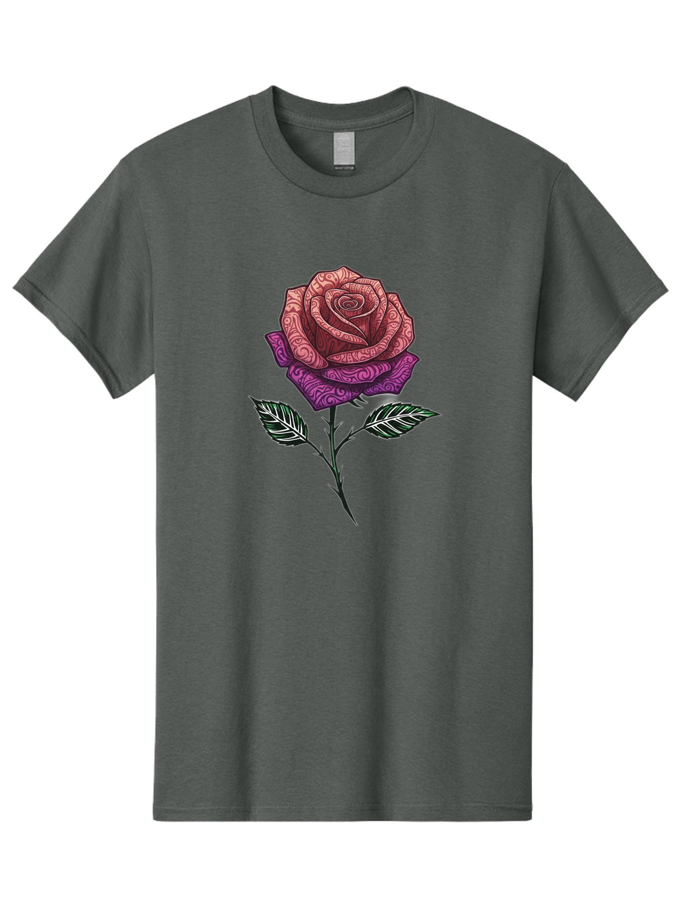 Tattoo-Rose Men'S Graphic Tee, 100% Cotton, Comfortable Casual Summer Wear, Machine Washable, Henna Art Rose, Beautiful Flower, Intricate Designs, Floral Pattern, Decorative Rose, Tattoo Style Bae301