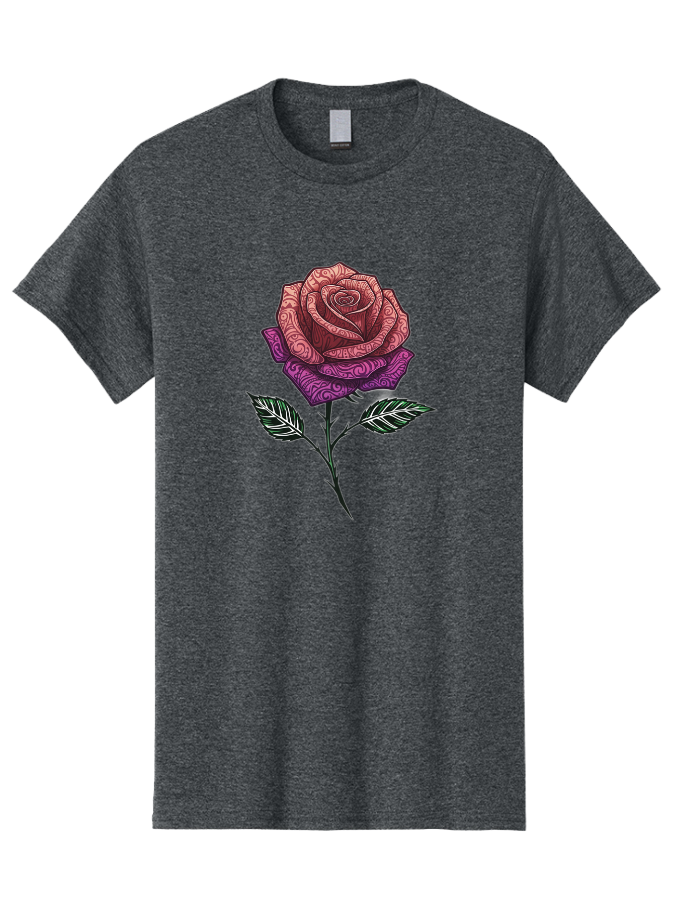 Tattoo-Rose Men'S Graphic Tee, 100% Cotton, Comfortable Casual Summer Wear, Machine Washable, Henna Art Rose, Beautiful Flower, Intricate Designs, Floral Pattern, Decorative Rose, Tattoo Style Bae301