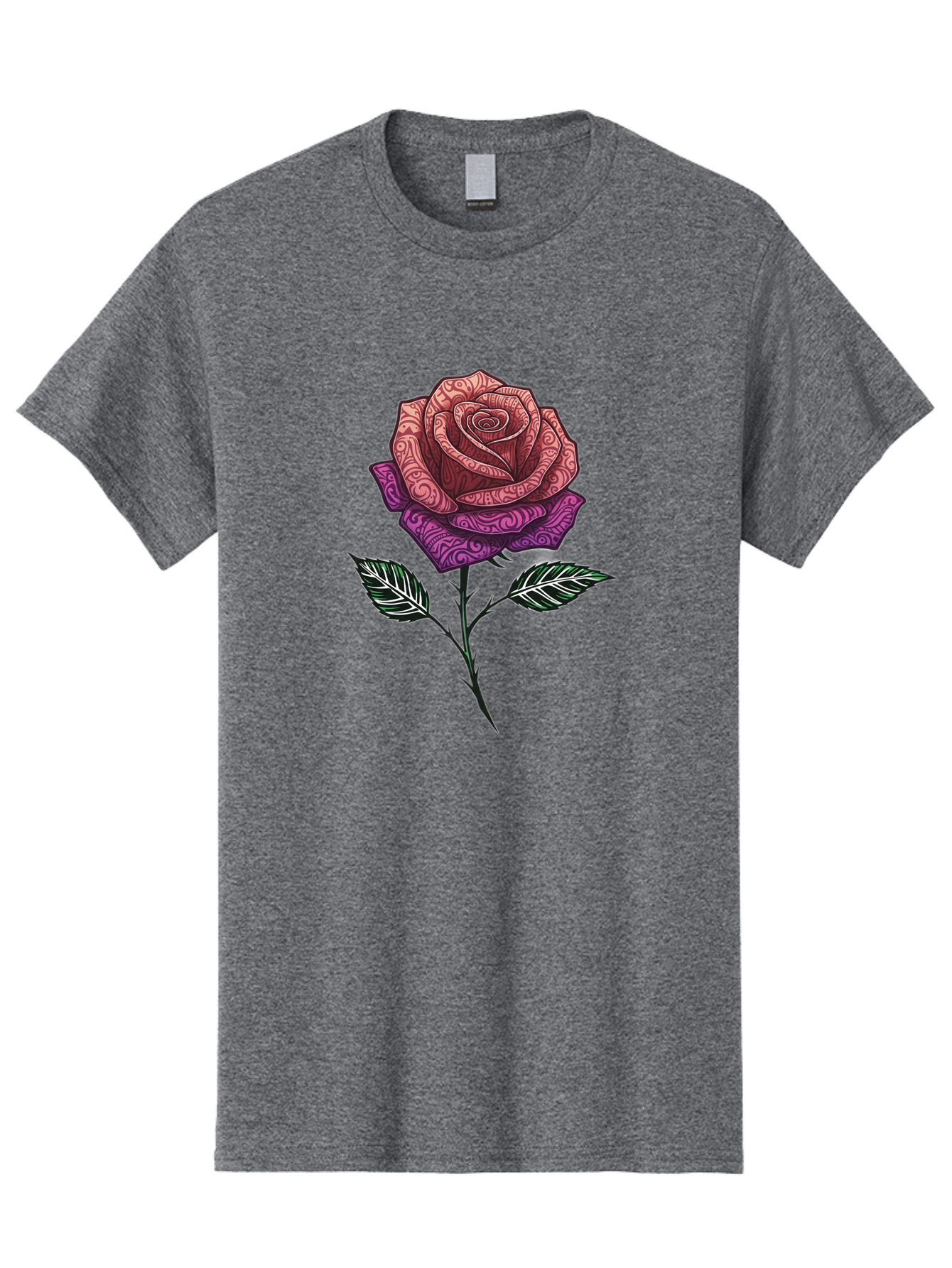 Tattoo-Rose Men'S Graphic Tee, 100% Cotton, Comfortable Casual Summer Wear, Machine Washable, Henna Art Rose, Beautiful Flower, Intricate Designs, Floral Pattern, Decorative Rose, Tattoo Style Bae301