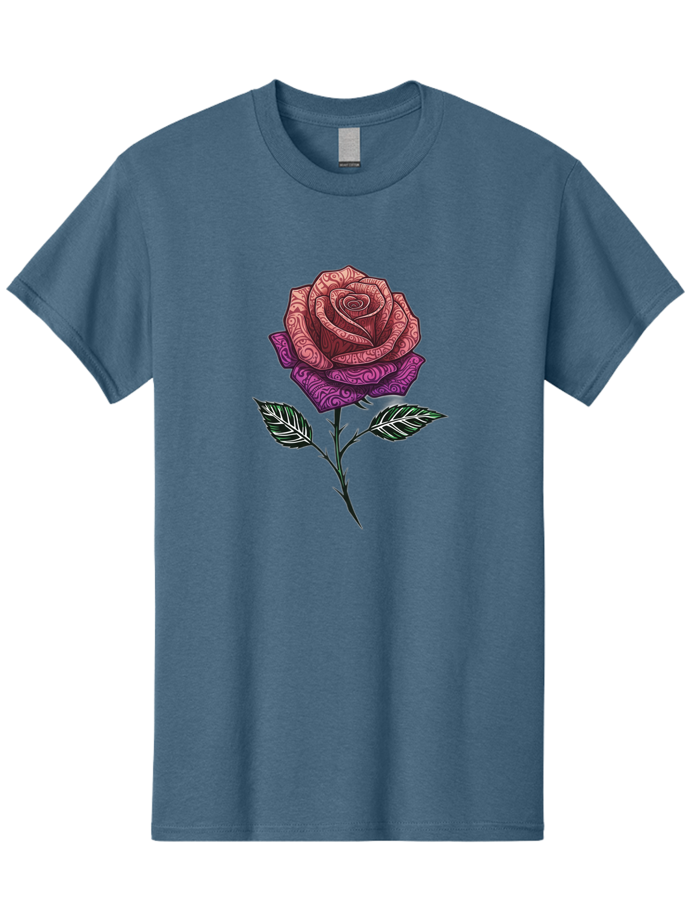 Tattoo-Rose Men'S Graphic Tee, 100% Cotton, Comfortable Casual Summer Wear, Machine Washable, Henna Art Rose, Beautiful Flower, Intricate Designs, Floral Pattern, Decorative Rose, Tattoo Style Bae301
