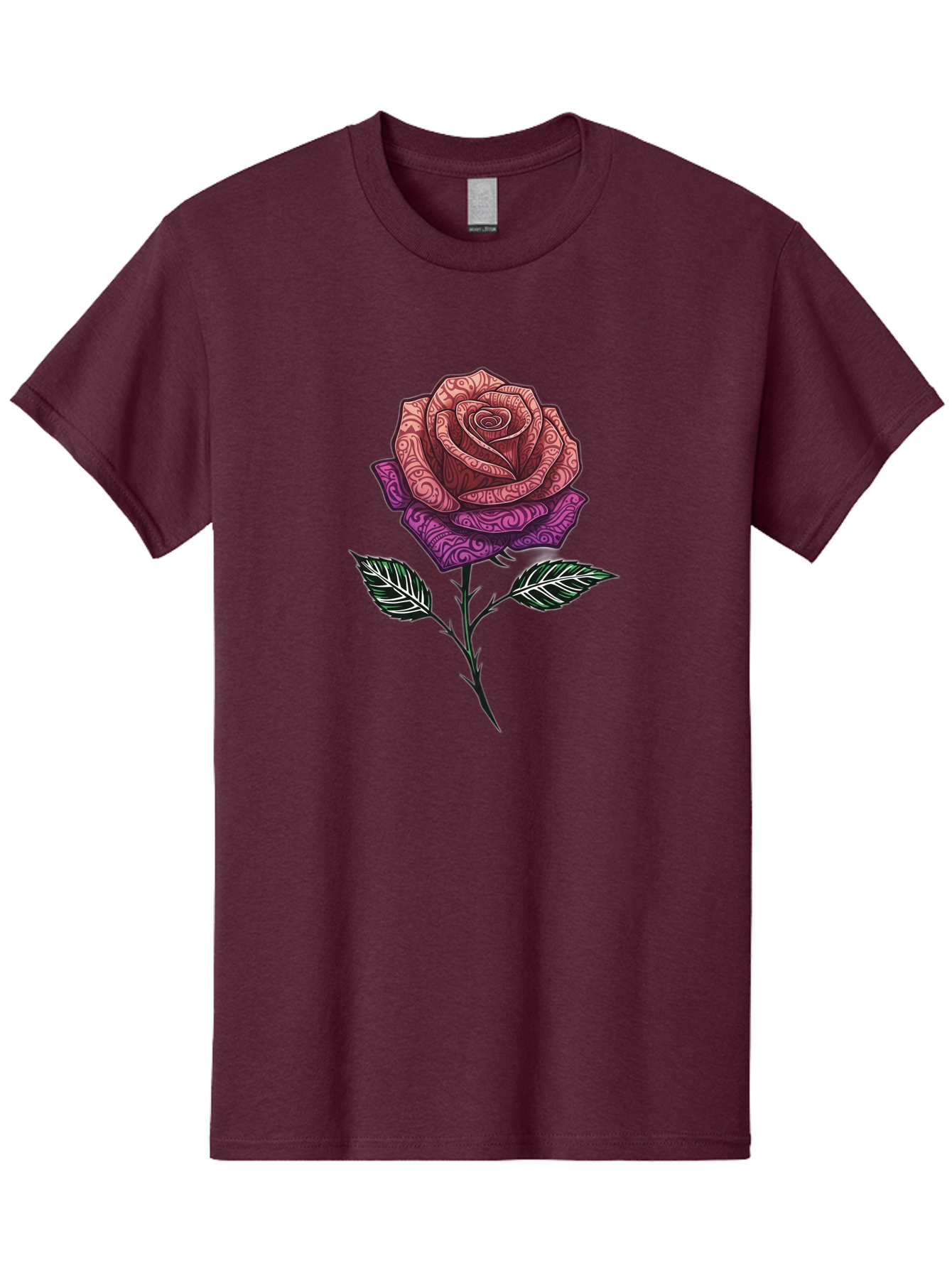 Tattoo-Rose Men'S Graphic Tee, 100% Cotton, Comfortable Casual Summer Wear, Machine Washable, Henna Art Rose, Beautiful Flower, Intricate Designs, Floral Pattern, Decorative Rose, Tattoo Style Bae301