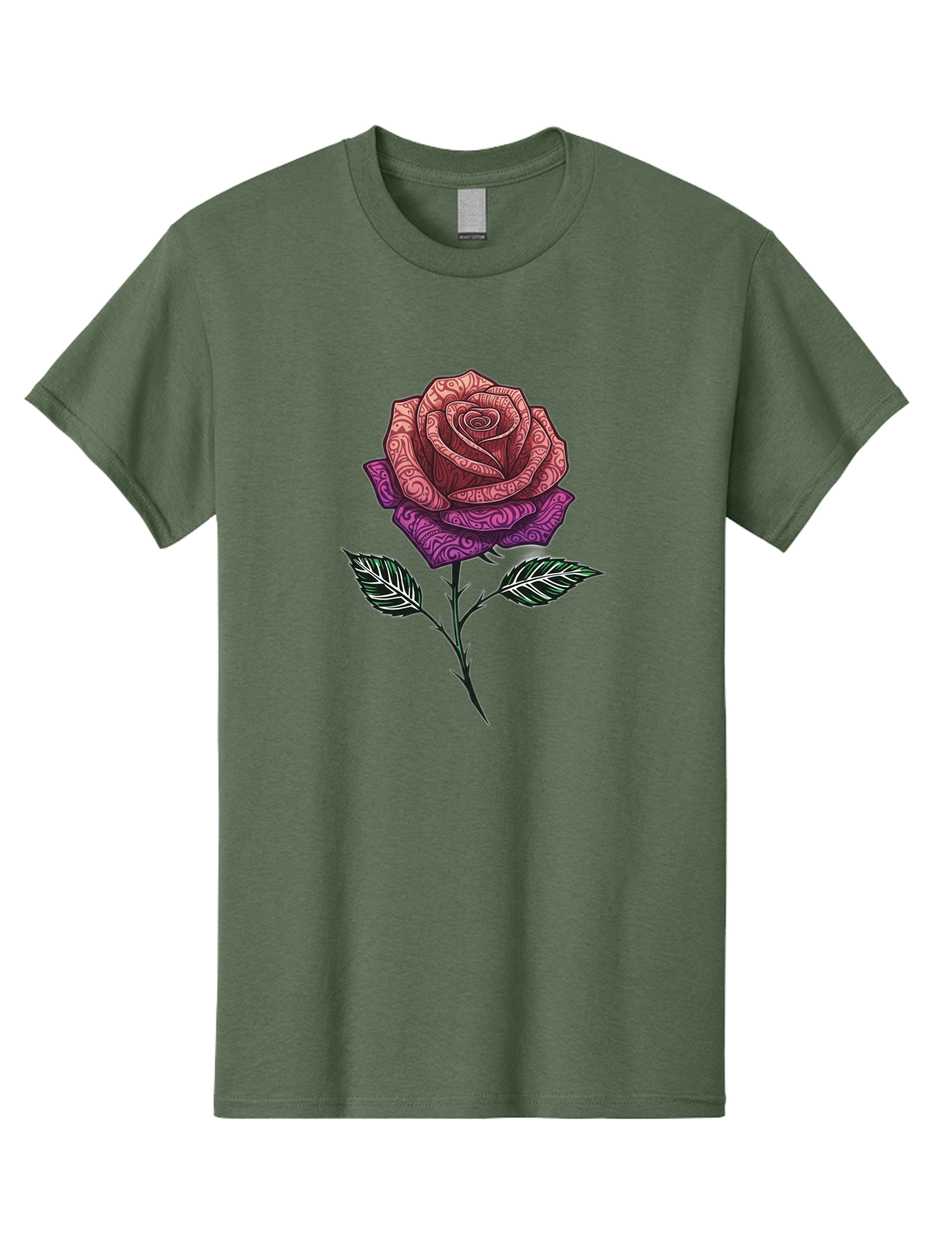 Tattoo-Rose Men'S Graphic Tee, 100% Cotton, Comfortable Casual Summer Wear, Machine Washable, Henna Art Rose, Beautiful Flower, Intricate Designs, Floral Pattern, Decorative Rose, Tattoo Style Bae301