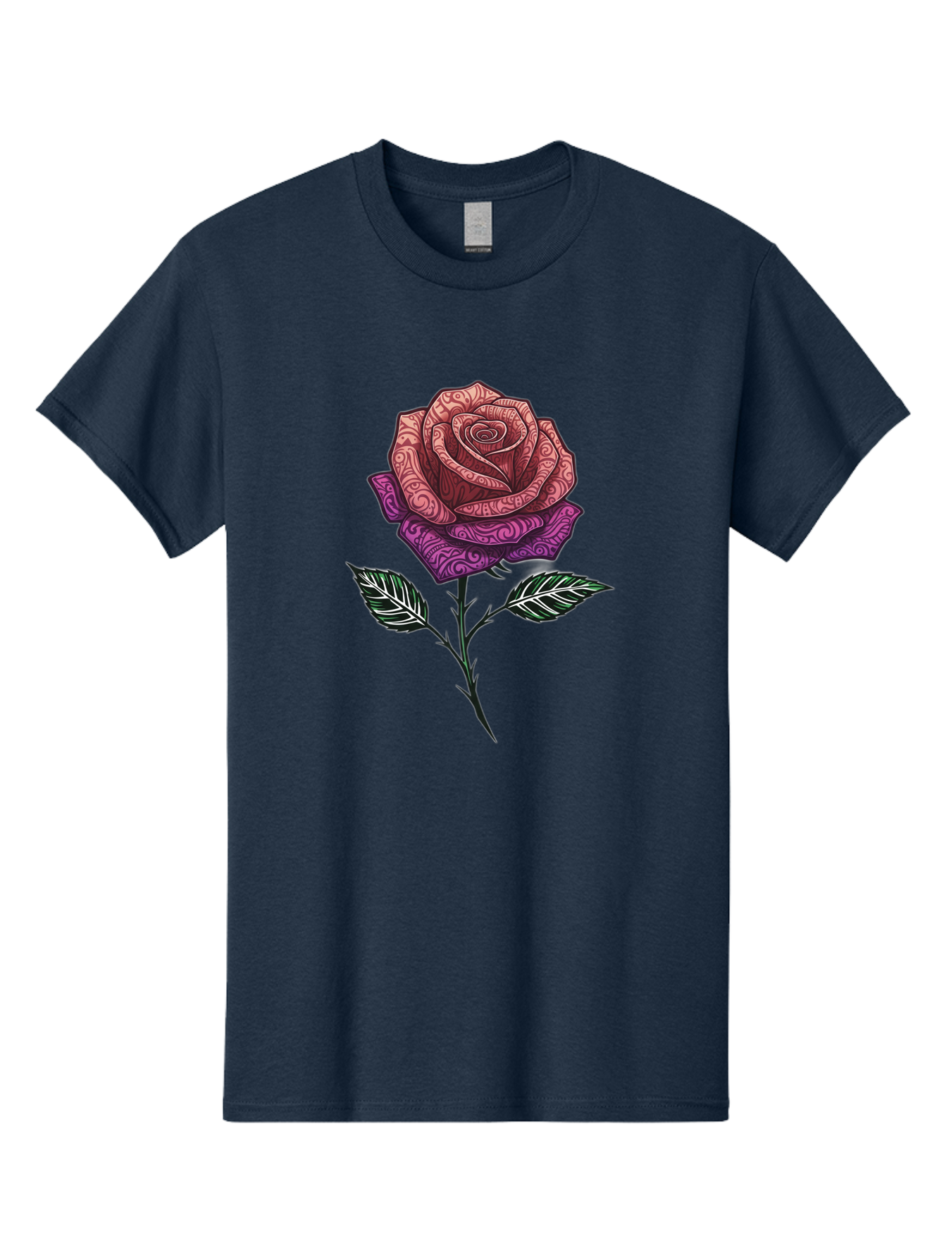 Tattoo-Rose Men'S Graphic Tee, 100% Cotton, Comfortable Casual Summer Wear, Machine Washable, Henna Art Rose, Beautiful Flower, Intricate Designs, Floral Pattern, Decorative Rose, Tattoo Style Bae301