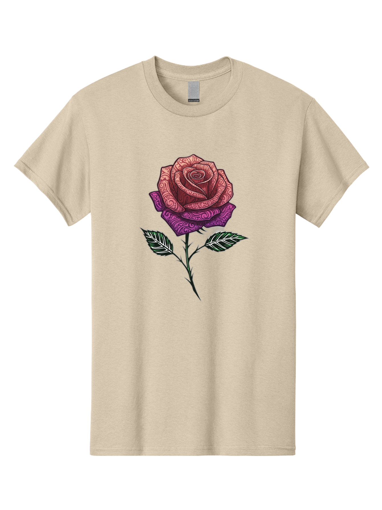 Tattoo-Rose Men'S Graphic Tee, 100% Cotton, Comfortable Casual Summer Wear, Machine Washable, Henna Art Rose, Beautiful Flower, Intricate Designs, Floral Pattern, Decorative Rose, Tattoo Style Bae301