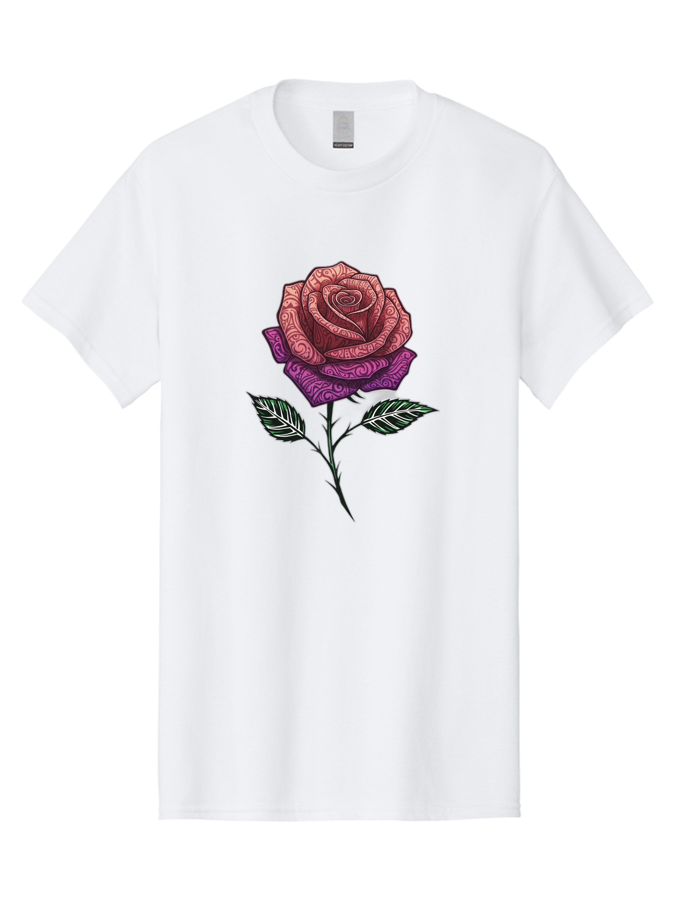 Tattoo-Rose Men'S Graphic Tee, 100% Cotton, Comfortable Casual Summer Wear, Machine Washable, Henna Art Rose, Beautiful Flower, Intricate Designs, Floral Pattern, Decorative Rose, Tattoo Style Bae301