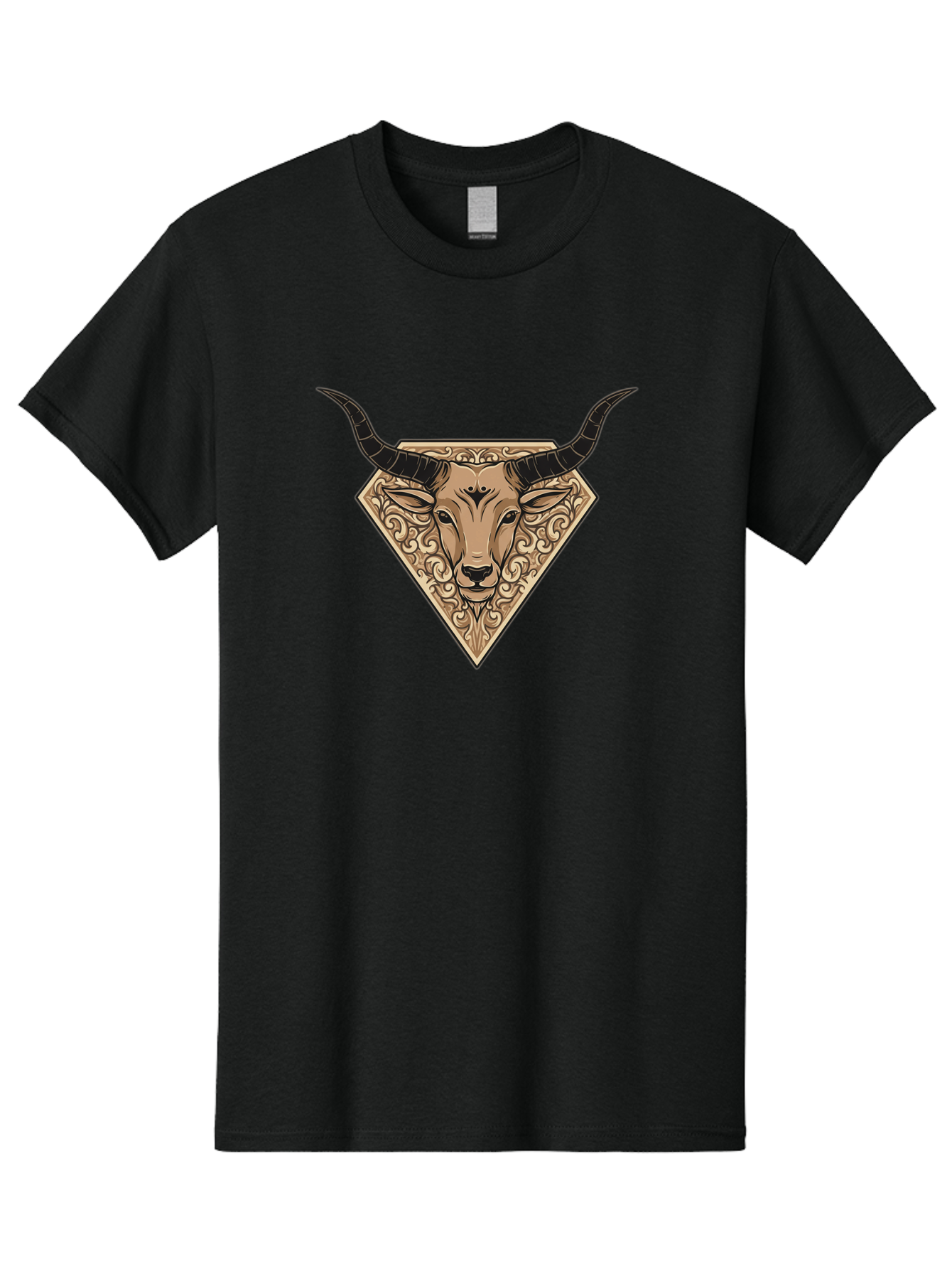 Taurus-Zodiac Men'S Graphic Tee, 100% Cotton, Comfortable Casual Summer Wear, Machine Washable, Taurus Bull, Zodiac Sign, Astrology Symbol, Bull Head, Ornate Design, Vintage Illustration, Esoteric Art, Horoscope Icon Bae305