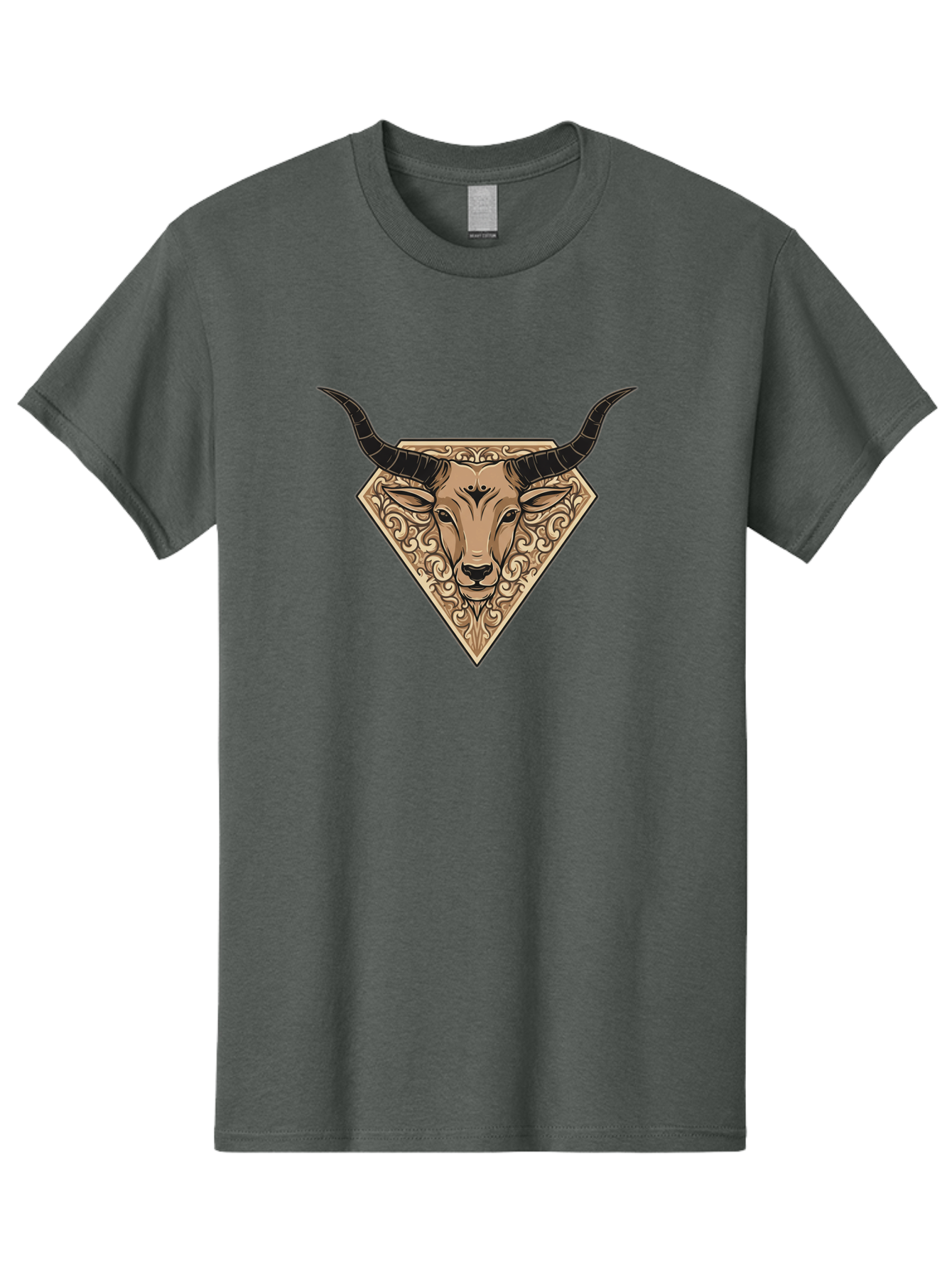 Taurus-Zodiac Men'S Graphic Tee, 100% Cotton, Comfortable Casual Summer Wear, Machine Washable, Taurus Bull, Zodiac Sign, Astrology Symbol, Bull Head, Ornate Design, Vintage Illustration, Esoteric Art, Horoscope Icon Bae305