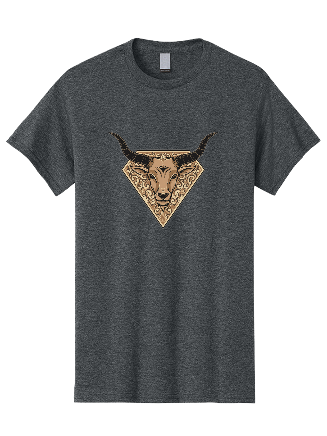 Taurus-Zodiac Men'S Graphic Tee, 100% Cotton, Comfortable Casual Summer Wear, Machine Washable, Taurus Bull, Zodiac Sign, Astrology Symbol, Bull Head, Ornate Design, Vintage Illustration, Esoteric Art, Horoscope Icon Bae305