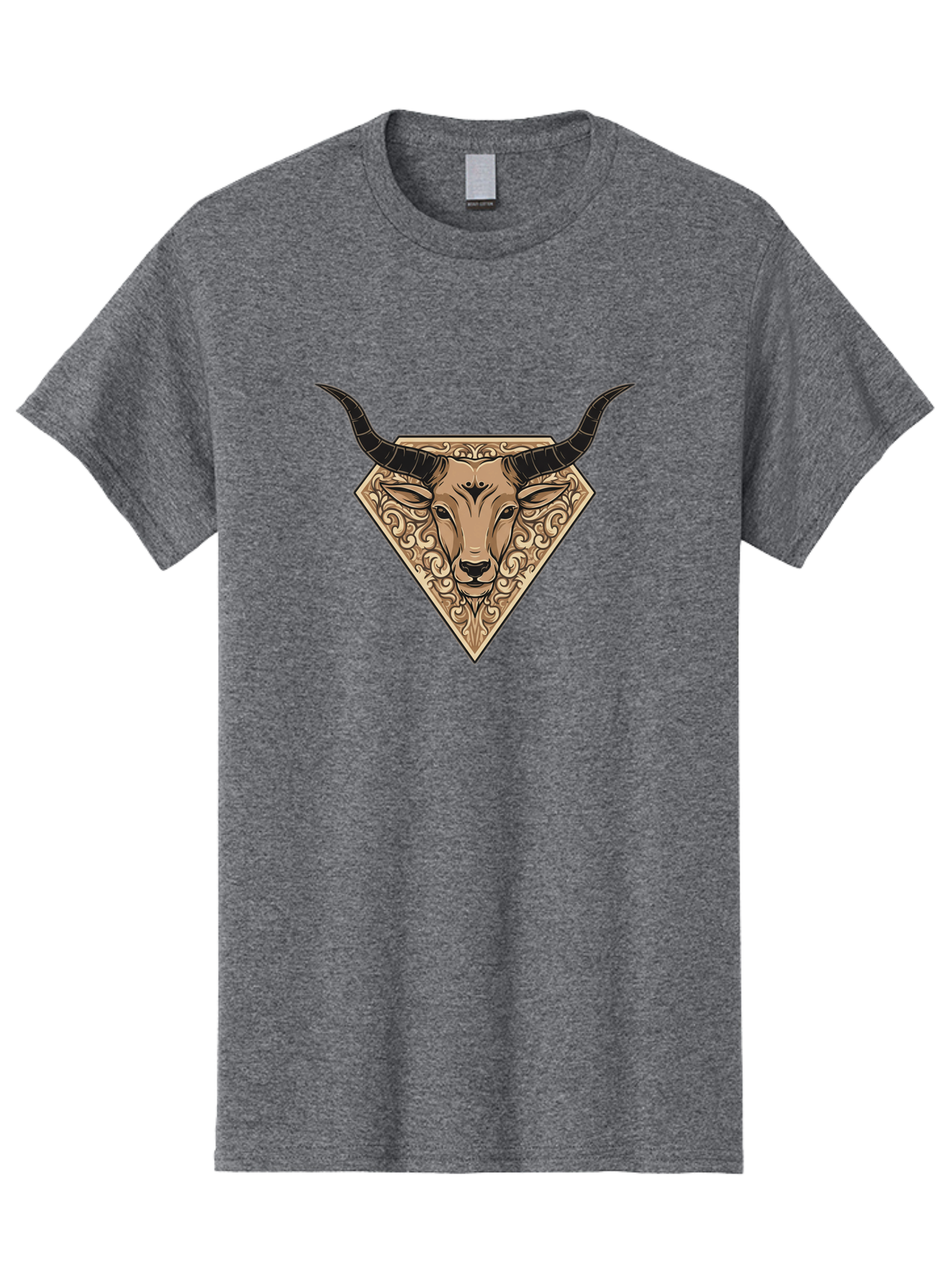Taurus-Zodiac Men'S Graphic Tee, 100% Cotton, Comfortable Casual Summer Wear, Machine Washable, Taurus Bull, Zodiac Sign, Astrology Symbol, Bull Head, Ornate Design, Vintage Illustration, Esoteric Art, Horoscope Icon Bae305