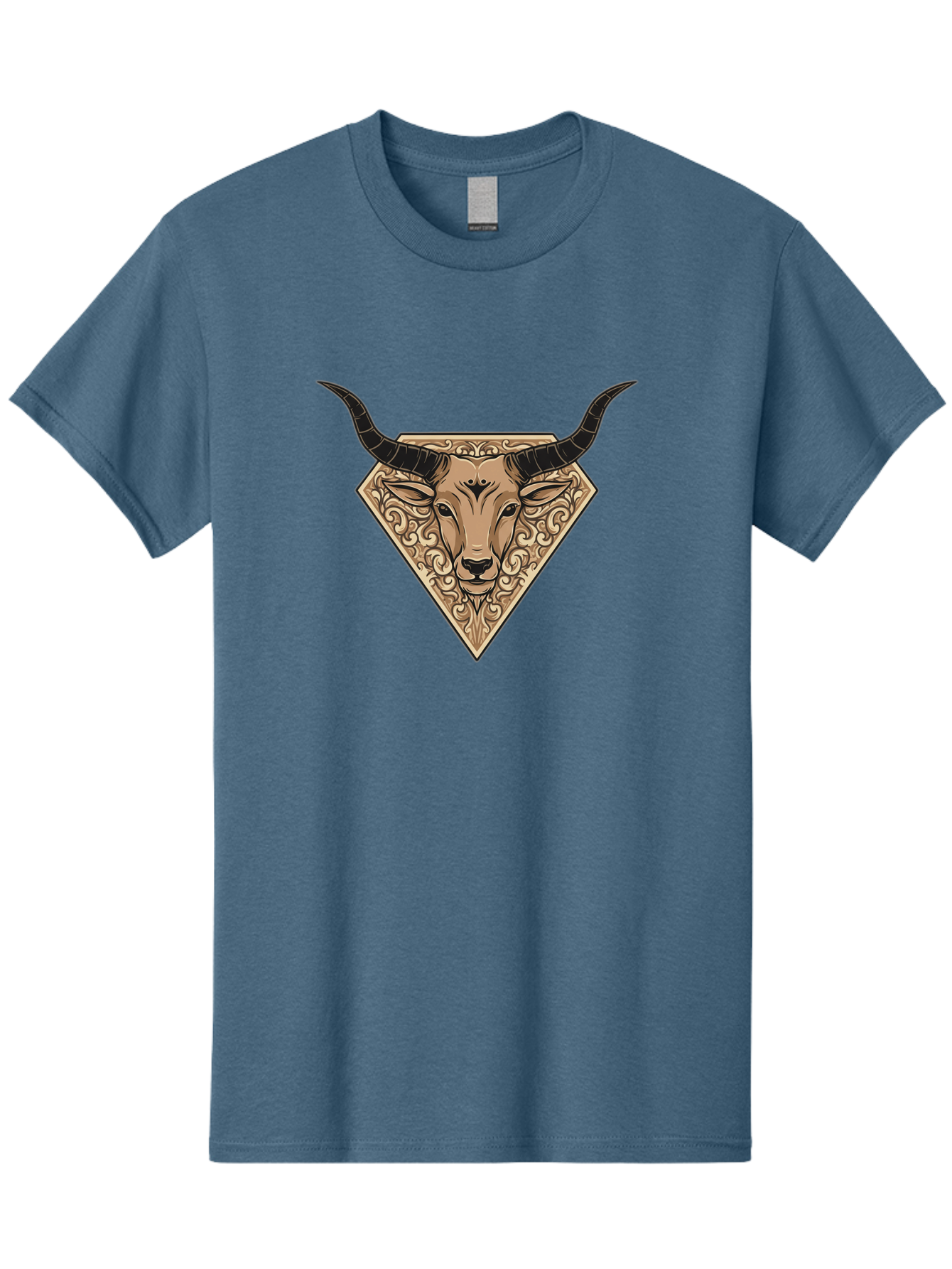 Taurus-Zodiac Men'S Graphic Tee, 100% Cotton, Comfortable Casual Summer Wear, Machine Washable, Taurus Bull, Zodiac Sign, Astrology Symbol, Bull Head, Ornate Design, Vintage Illustration, Esoteric Art, Horoscope Icon Bae305