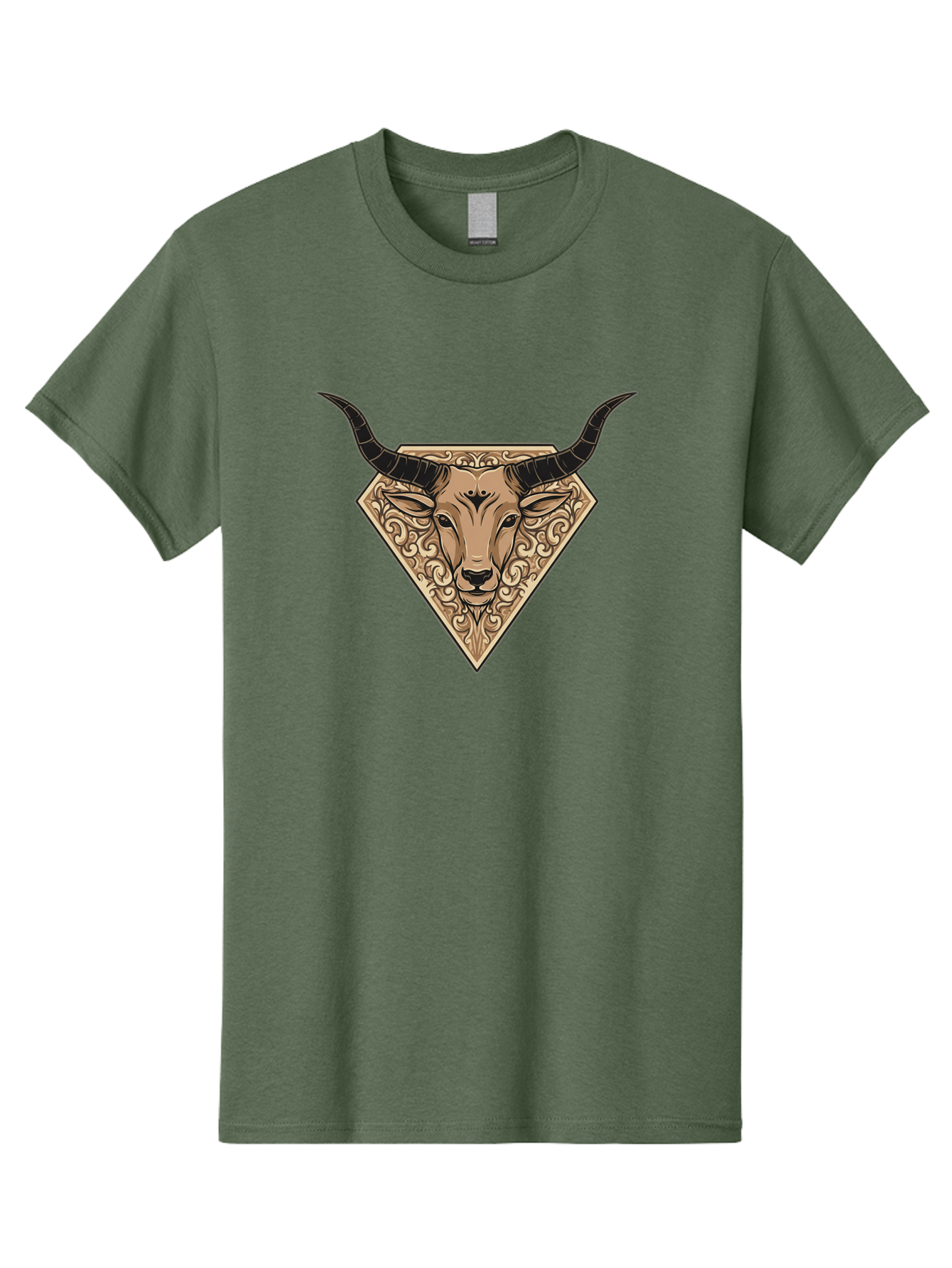 Taurus-Zodiac Men'S Graphic Tee, 100% Cotton, Comfortable Casual Summer Wear, Machine Washable, Taurus Bull, Zodiac Sign, Astrology Symbol, Bull Head, Ornate Design, Vintage Illustration, Esoteric Art, Horoscope Icon Bae305