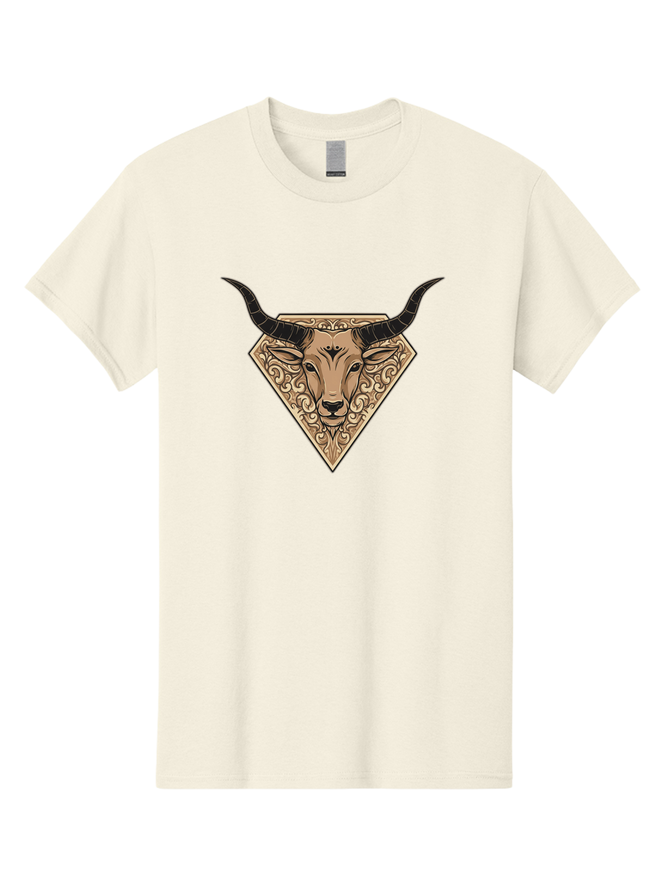 Taurus-Zodiac Men'S Graphic Tee, 100% Cotton, Comfortable Casual Summer Wear, Machine Washable, Taurus Bull, Zodiac Sign, Astrology Symbol, Bull Head, Ornate Design, Vintage Illustration, Esoteric Art, Horoscope Icon Bae305