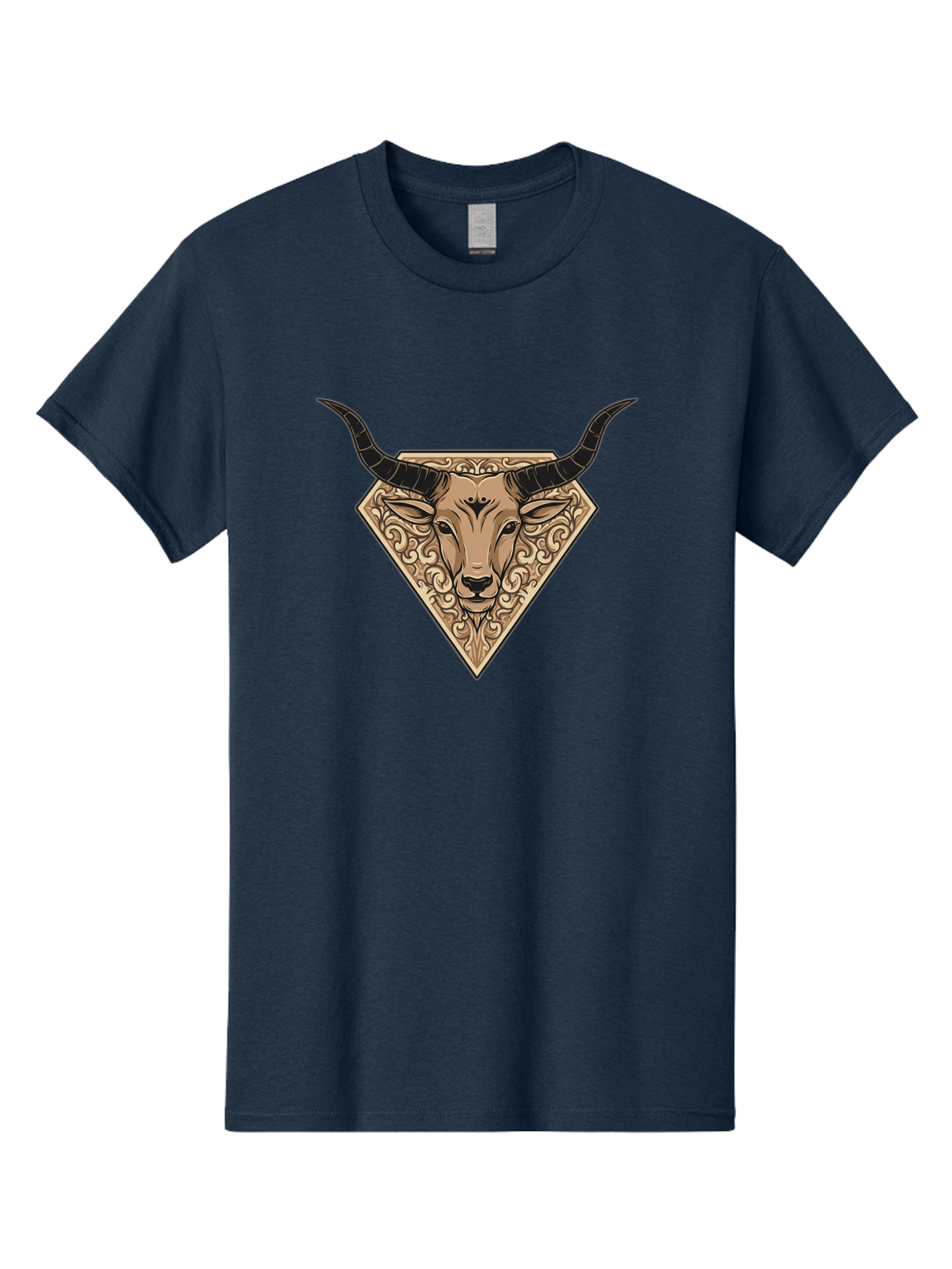 Taurus-Zodiac Men'S Graphic Tee, 100% Cotton, Comfortable Casual Summer Wear, Machine Washable, Taurus Bull, Zodiac Sign, Astrology Symbol, Bull Head, Ornate Design, Vintage Illustration, Esoteric Art, Horoscope Icon Bae305