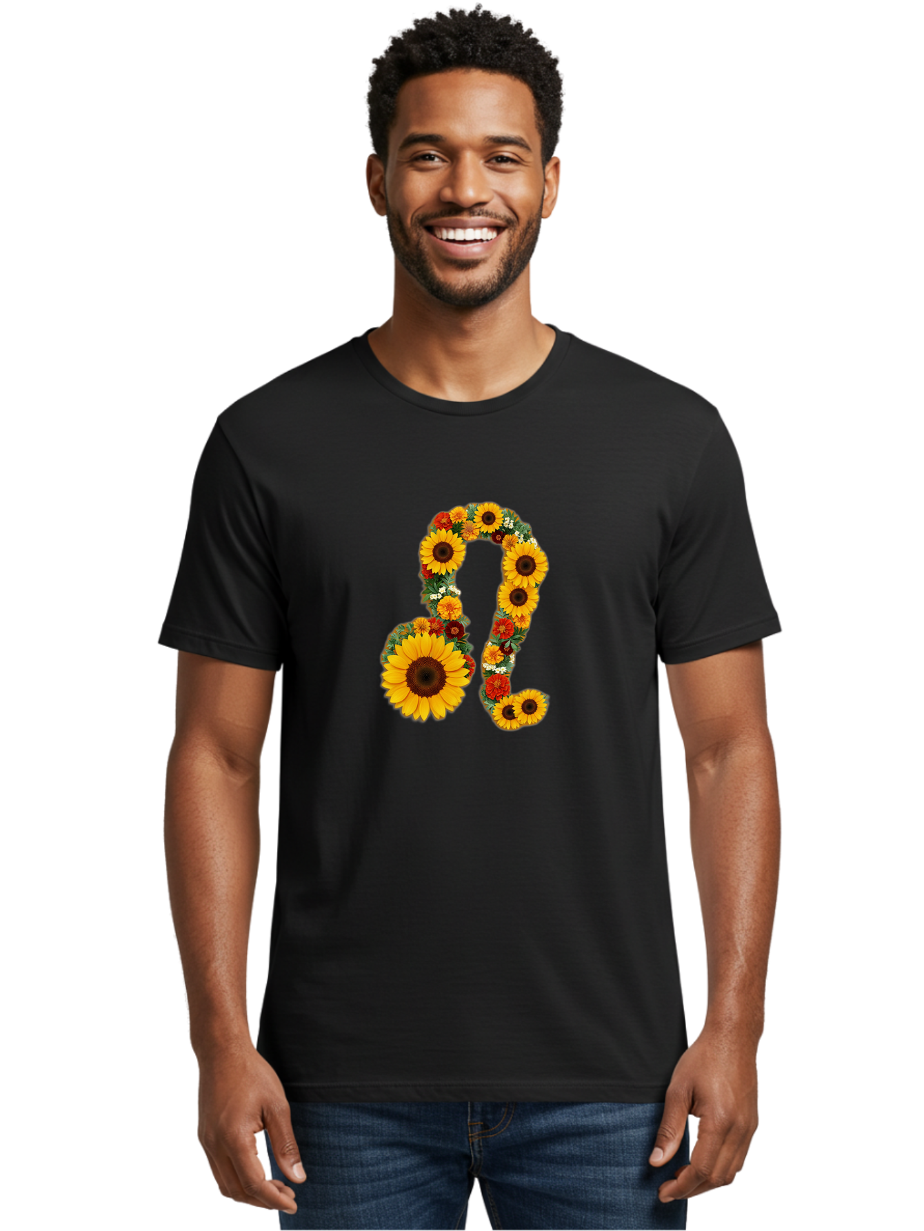 Treble-Clef Men'S Graphic Tee, 100% Cotton, Comfortable Casual Summer Wear, Machine Washable, Sunflowers, Floral Arrangement, Musical Notes, G Clef Symbol, Music Art, Flowers, Creative Typography, Music Lovers, Floral Design, Harmony, Symphony Bae307