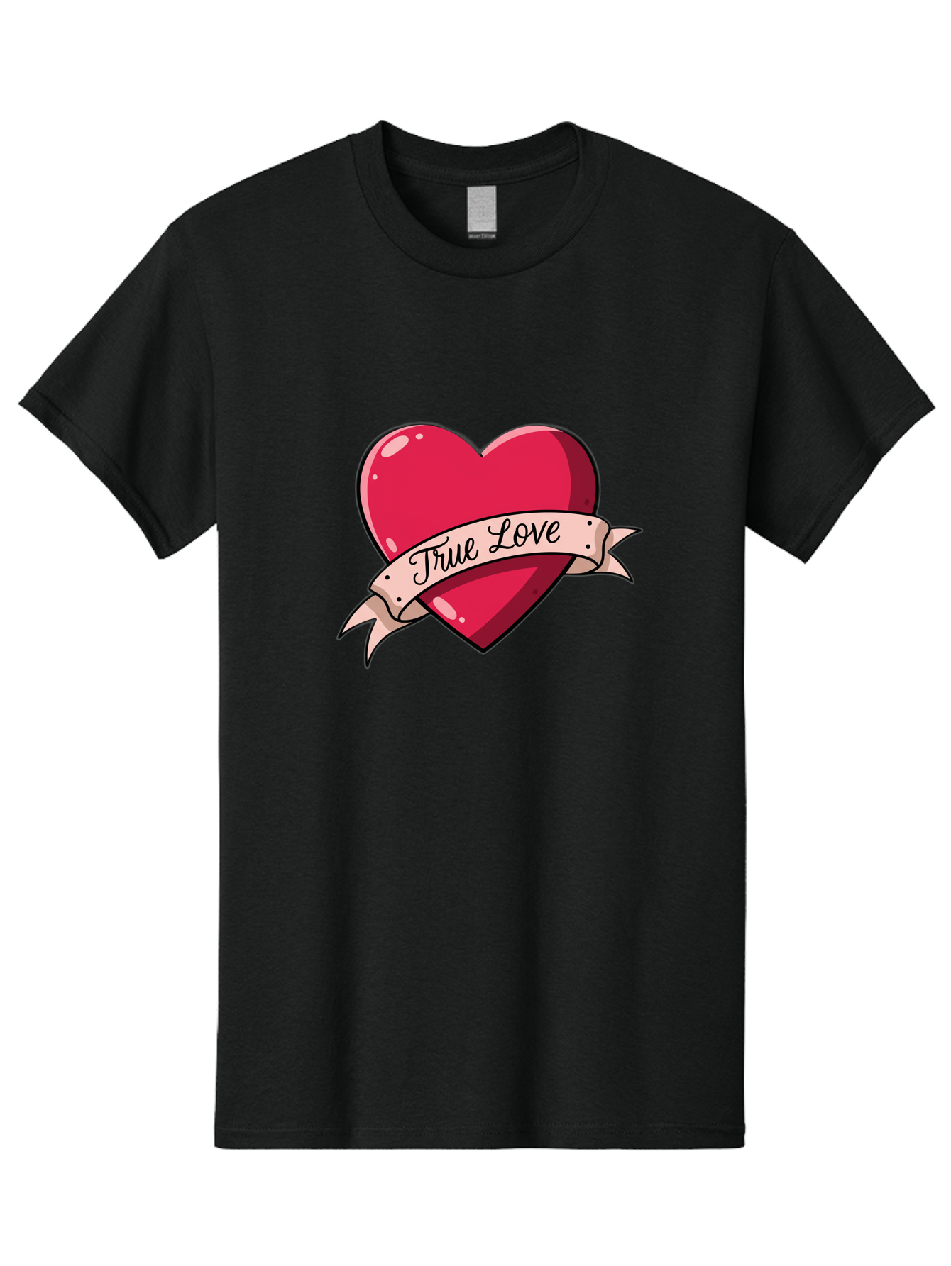True-Love-2 Men'S Graphic Tee, 100% Cotton, Comfortable Casual Summer Wear, Machine Washable, Sweetheart Tattoo Design, Heart With Ribbon, True Love Phrase, Tattoo Art, Valentine Symbol, Love Heart Bae311