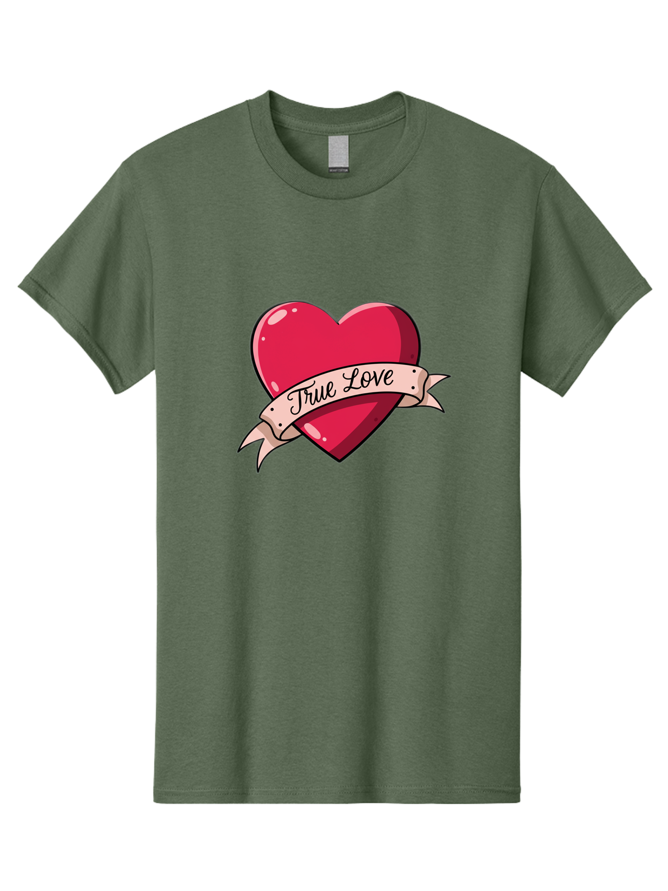 True-Love-2 Men'S Graphic Tee, 100% Cotton, Comfortable Casual Summer Wear, Machine Washable, Sweetheart Tattoo Design, Heart With Ribbon, True Love Phrase, Tattoo Art, Valentine Symbol, Love Heart Bae311