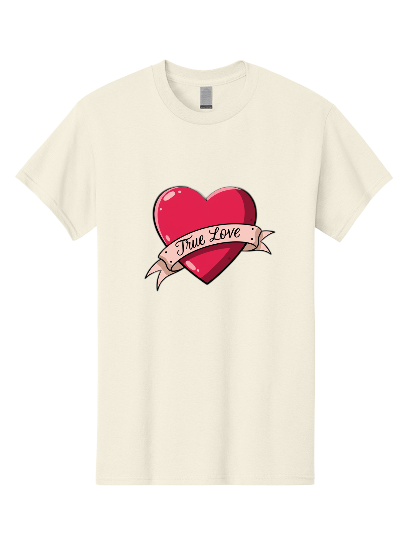 True-Love-2 Men'S Graphic Tee, 100% Cotton, Comfortable Casual Summer Wear, Machine Washable, Sweetheart Tattoo Design, Heart With Ribbon, True Love Phrase, Tattoo Art, Valentine Symbol, Love Heart Bae311