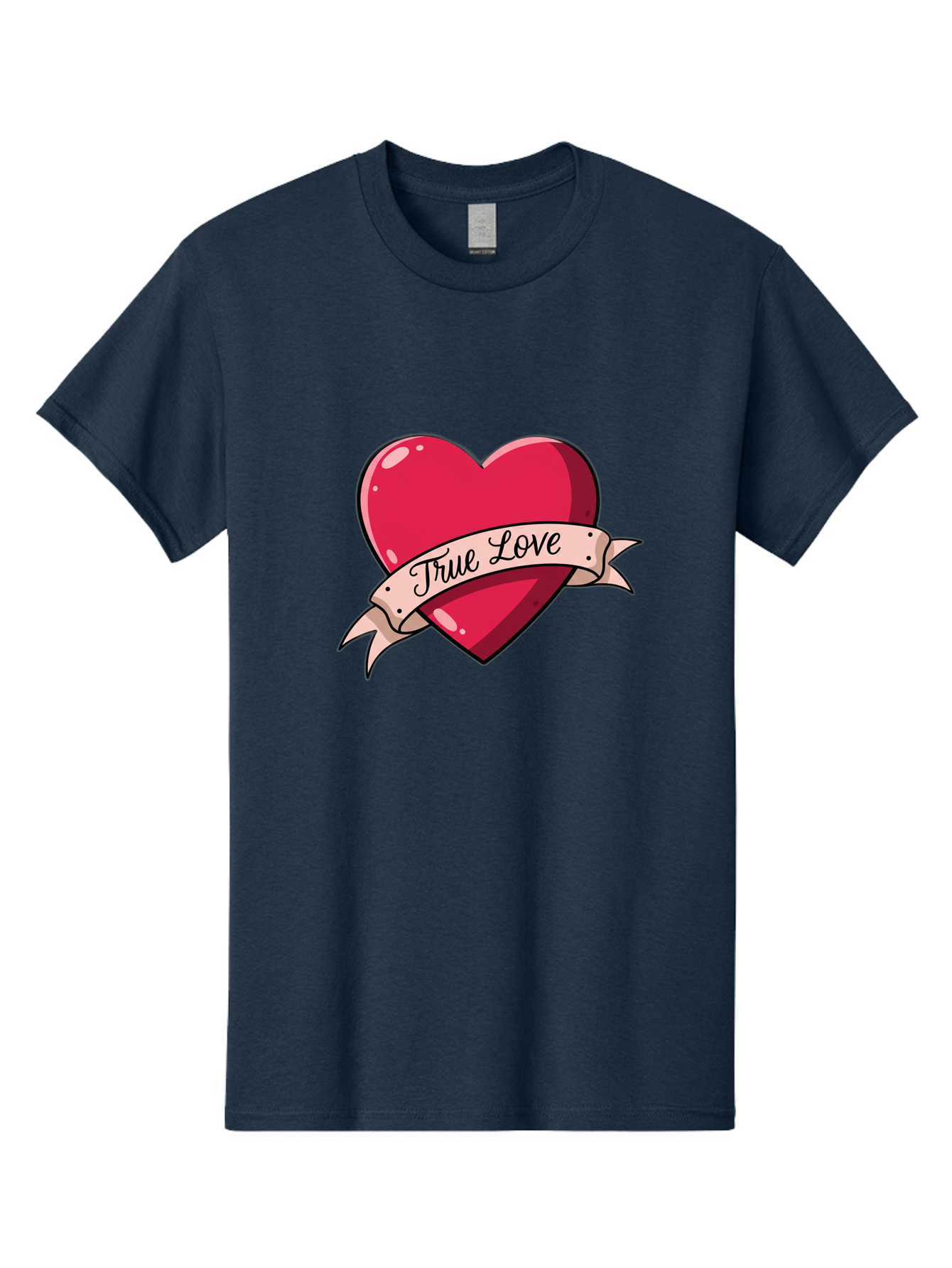 True-Love-2 Men'S Graphic Tee, 100% Cotton, Comfortable Casual Summer Wear, Machine Washable, Sweetheart Tattoo Design, Heart With Ribbon, True Love Phrase, Tattoo Art, Valentine Symbol, Love Heart Bae311