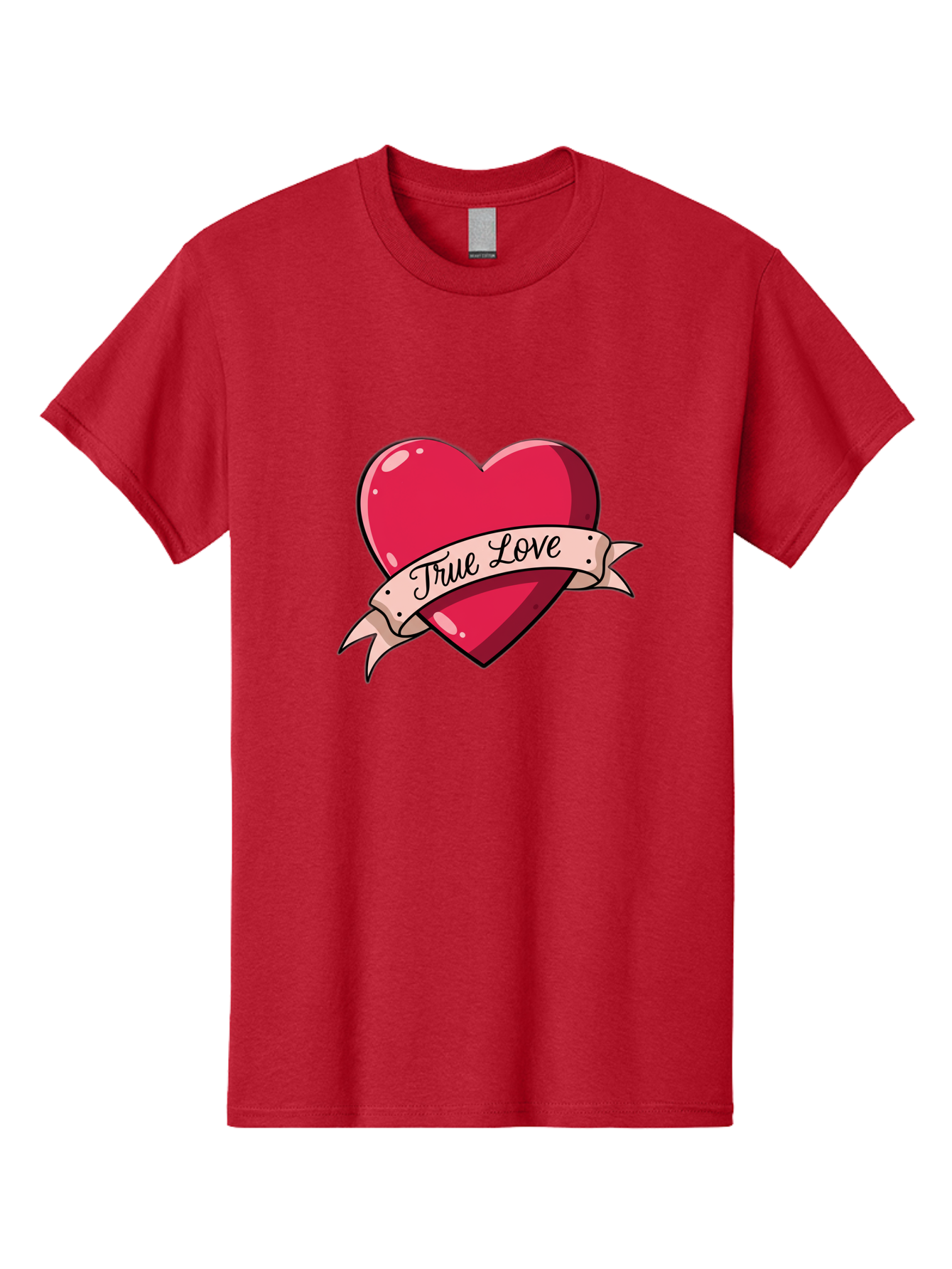 True-Love-2 Men'S Graphic Tee, 100% Cotton, Comfortable Casual Summer Wear, Machine Washable, Sweetheart Tattoo Design, Heart With Ribbon, True Love Phrase, Tattoo Art, Valentine Symbol, Love Heart Bae311