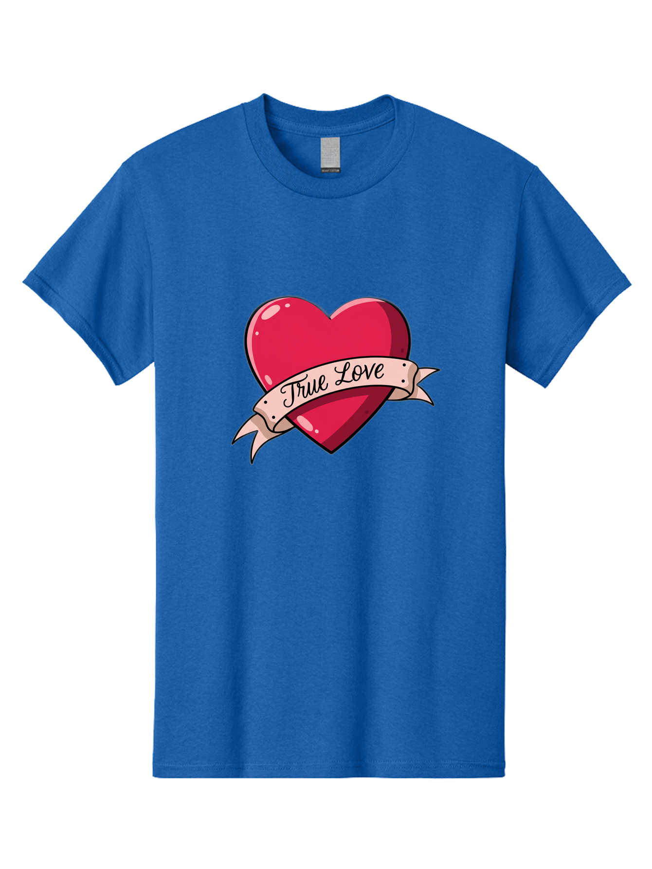 True-Love-2 Men'S Graphic Tee, 100% Cotton, Comfortable Casual Summer Wear, Machine Washable, Sweetheart Tattoo Design, Heart With Ribbon, True Love Phrase, Tattoo Art, Valentine Symbol, Love Heart Bae311