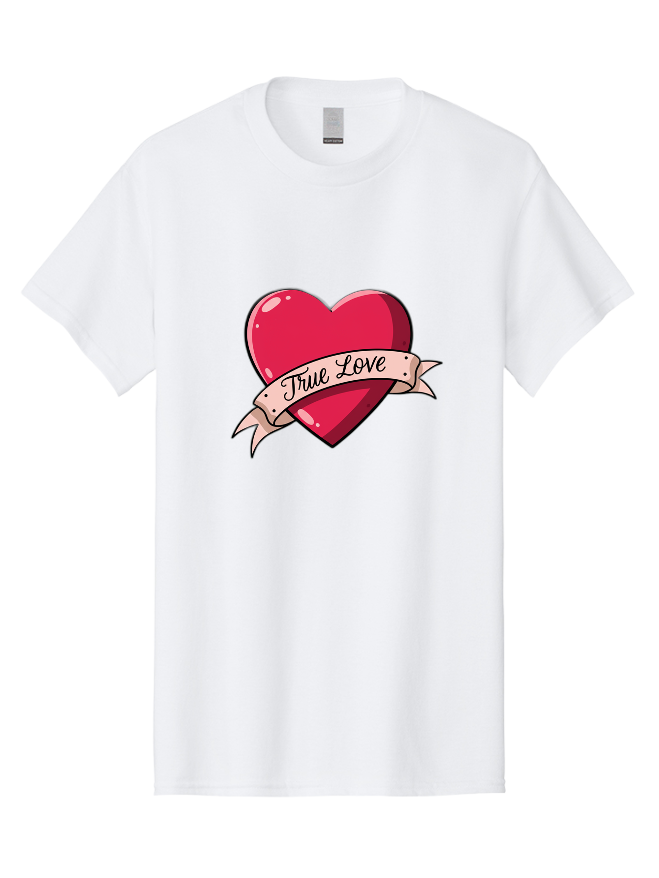 True-Love-2 Men'S Graphic Tee, 100% Cotton, Comfortable Casual Summer Wear, Machine Washable, Sweetheart Tattoo Design, Heart With Ribbon, True Love Phrase, Tattoo Art, Valentine Symbol, Love Heart Bae311