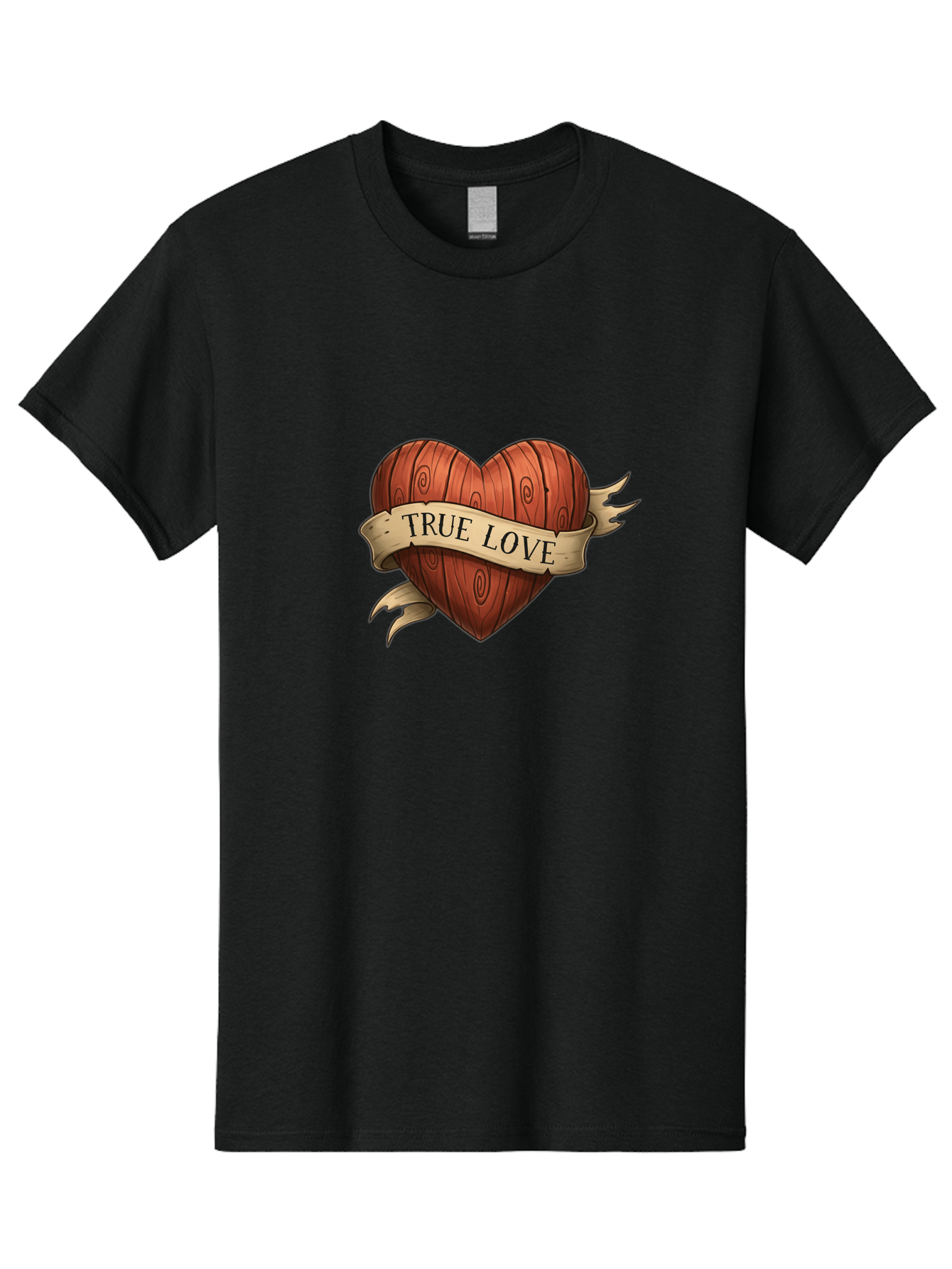 True-Love-6 Men'S Graphic Tee, 100% Cotton, Comfortable Casual Summer Wear, Machine Washable, Wooden Heart, Vintage Love, True Love, Tattoo Art, Classic Symbol, Traditional Design, Romantic Gesture, Wooden Texture, Heart Shape, Nostalgic Feel, Bae315
