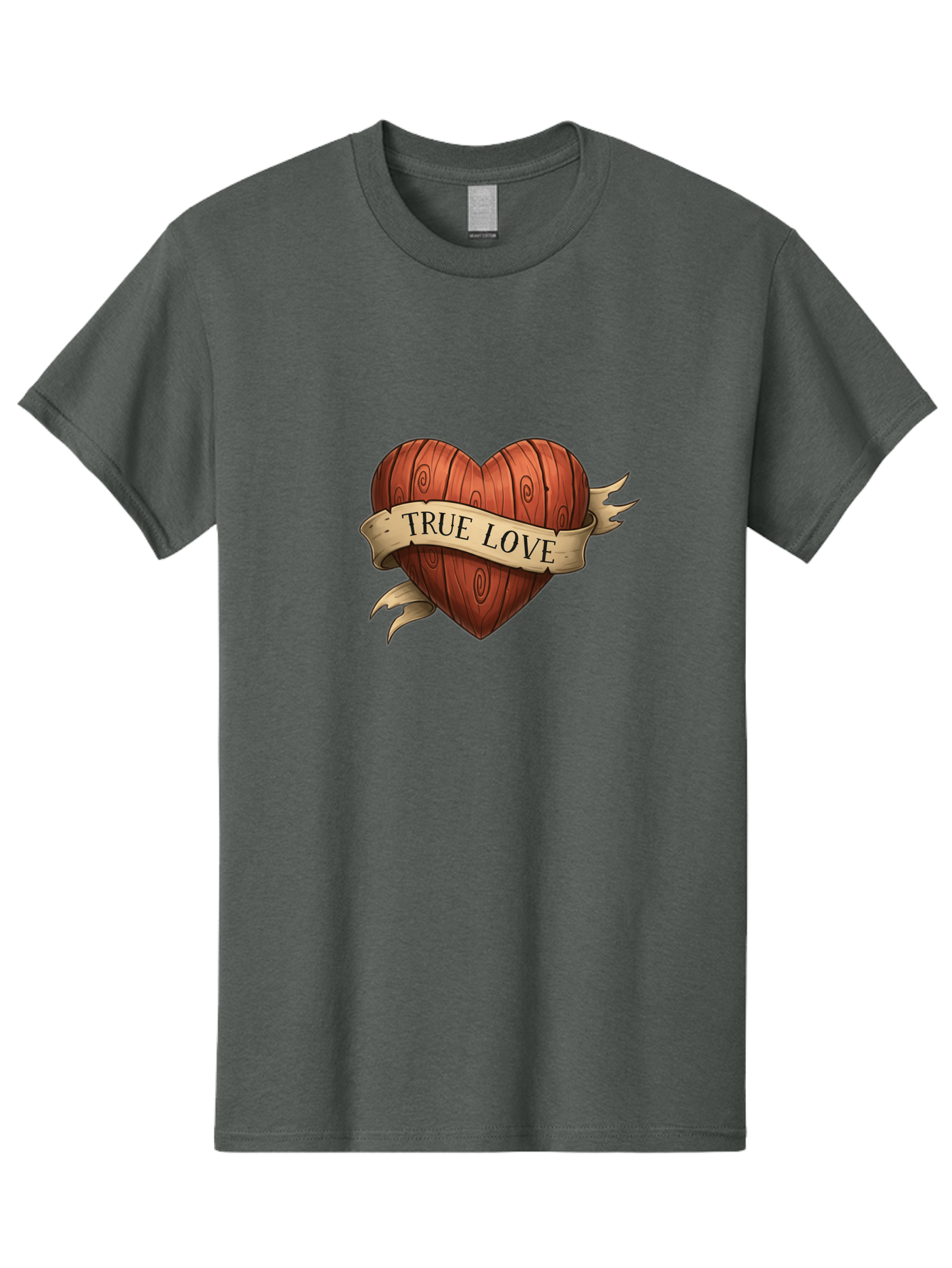 True-Love-6 Men'S Graphic Tee, 100% Cotton, Comfortable Casual Summer Wear, Machine Washable, Wooden Heart, Vintage Love, True Love, Tattoo Art, Classic Symbol, Traditional Design, Romantic Gesture, Wooden Texture, Heart Shape, Nostalgic Feel, Bae315