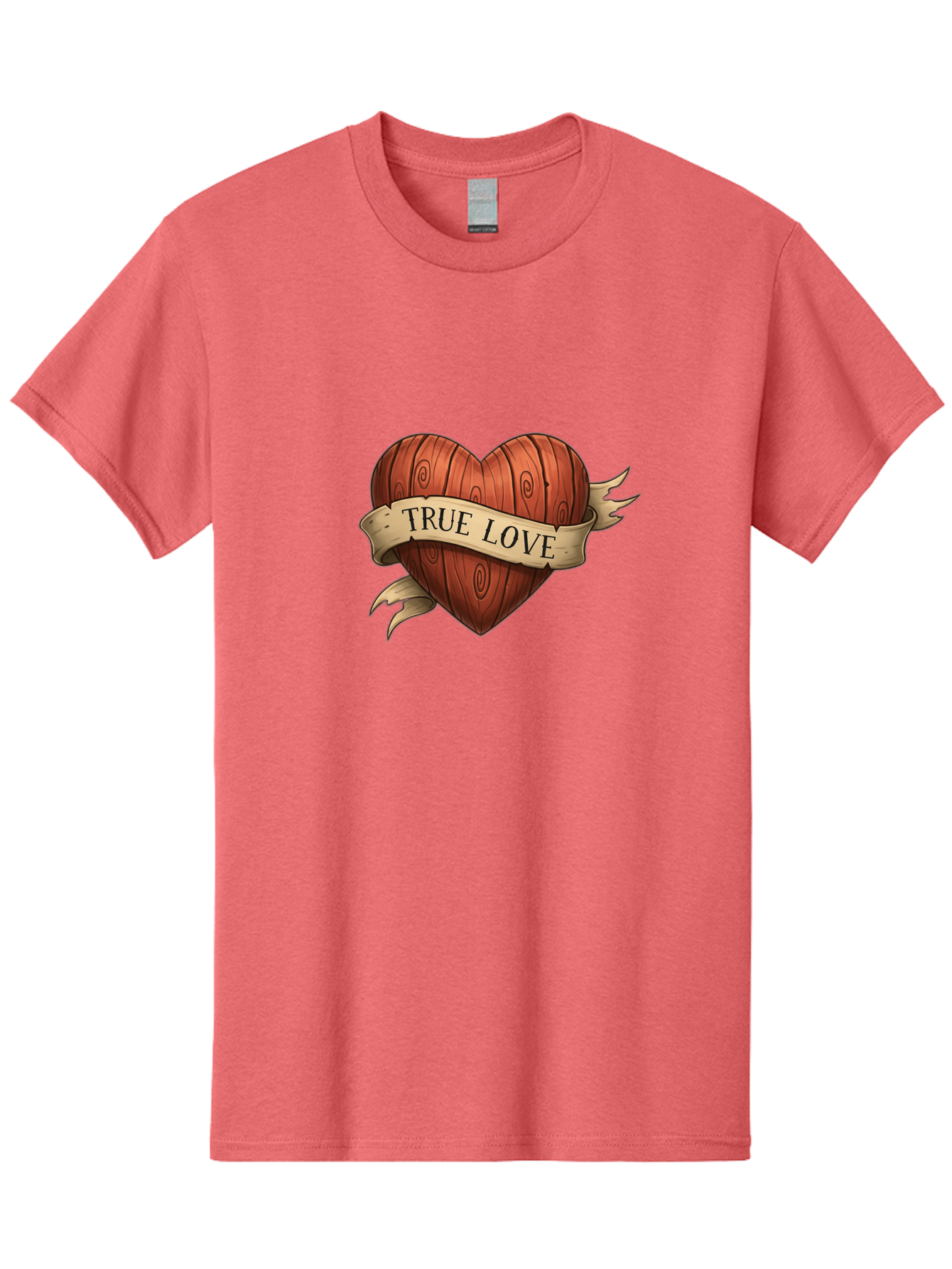 True-Love-6 Men'S Graphic Tee, 100% Cotton, Comfortable Casual Summer Wear, Machine Washable, Wooden Heart, Vintage Love, True Love, Tattoo Art, Classic Symbol, Traditional Design, Romantic Gesture, Wooden Texture, Heart Shape, Nostalgic Feel, Bae315