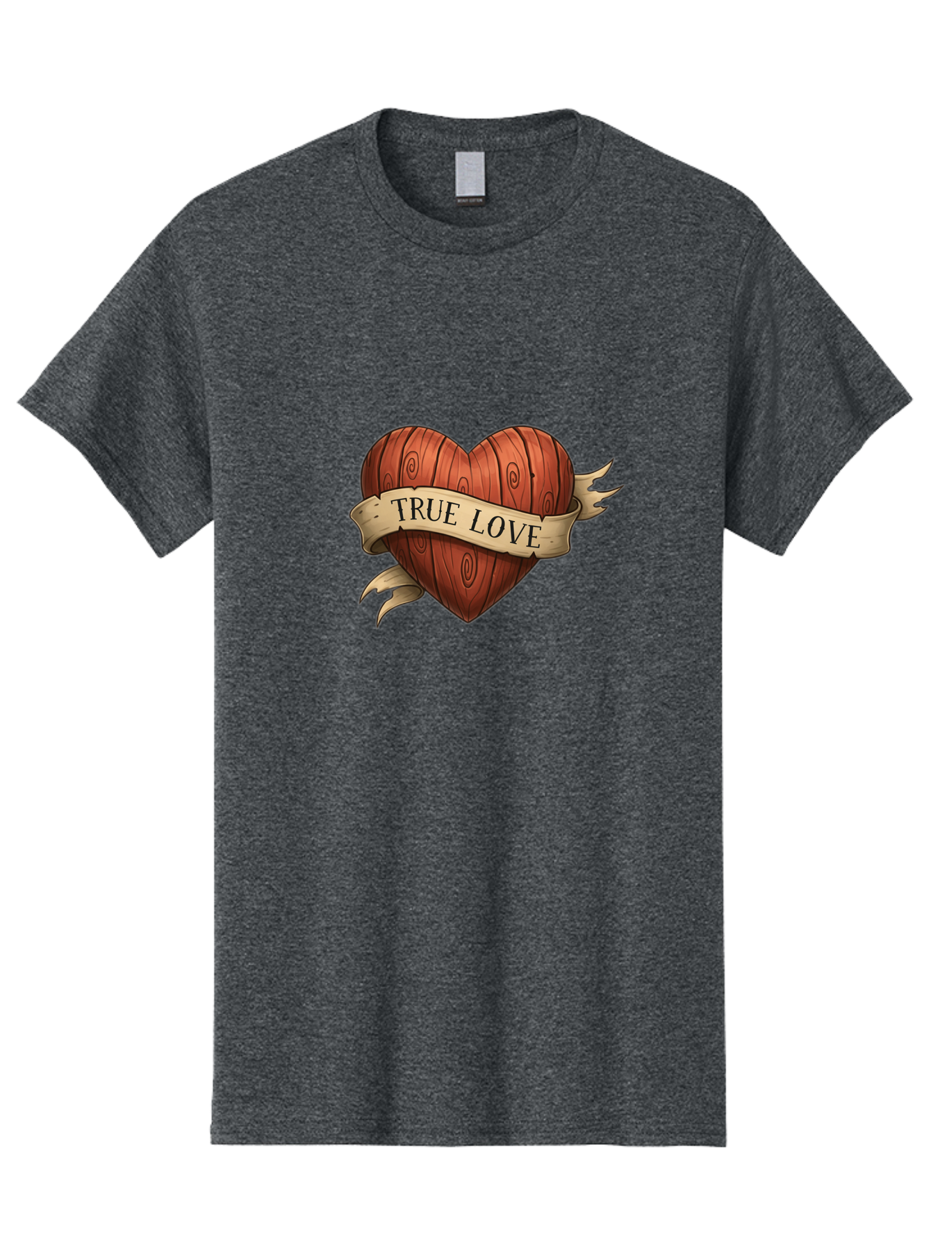 True-Love-6 Men'S Graphic Tee, 100% Cotton, Comfortable Casual Summer Wear, Machine Washable, Wooden Heart, Vintage Love, True Love, Tattoo Art, Classic Symbol, Traditional Design, Romantic Gesture, Wooden Texture, Heart Shape, Nostalgic Feel, Bae315