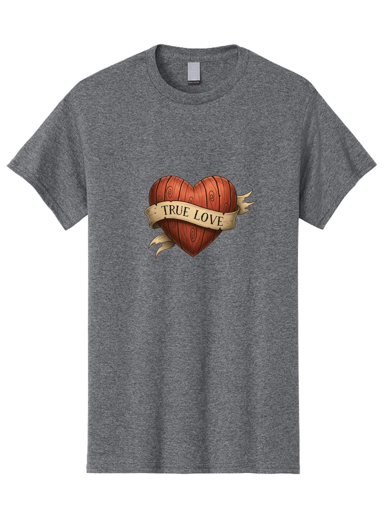 True-Love-6 Men'S Graphic Tee, 100% Cotton, Comfortable Casual Summer Wear, Machine Washable, Wooden Heart, Vintage Love, True Love, Tattoo Art, Classic Symbol, Traditional Design, Romantic Gesture, Wooden Texture, Heart Shape, Nostalgic Feel, Bae315