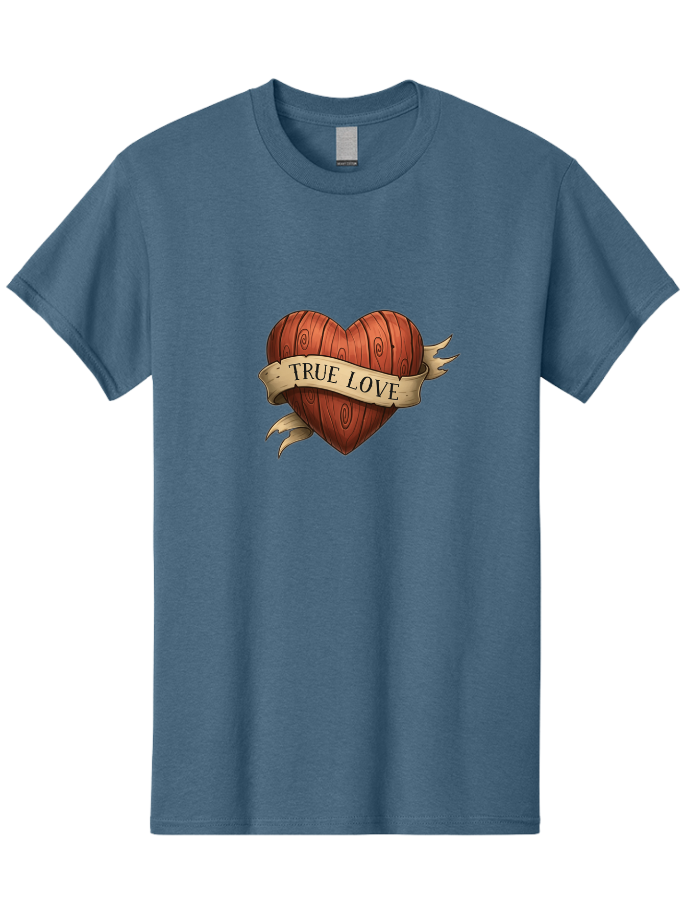 True-Love-6 Men'S Graphic Tee, 100% Cotton, Comfortable Casual Summer Wear, Machine Washable, Wooden Heart, Vintage Love, True Love, Tattoo Art, Classic Symbol, Traditional Design, Romantic Gesture, Wooden Texture, Heart Shape, Nostalgic Feel, Bae315