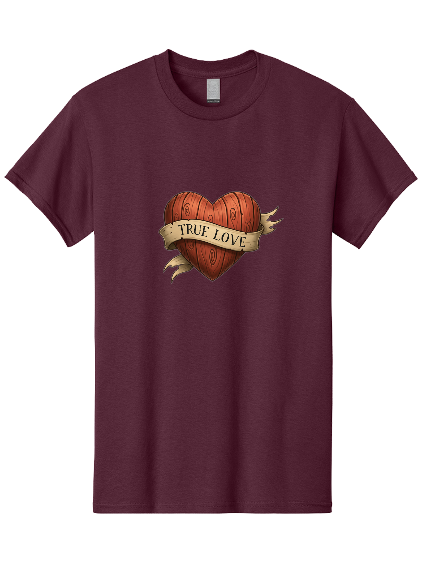 True-Love-6 Men'S Graphic Tee, 100% Cotton, Comfortable Casual Summer Wear, Machine Washable, Wooden Heart, Vintage Love, True Love, Tattoo Art, Classic Symbol, Traditional Design, Romantic Gesture, Wooden Texture, Heart Shape, Nostalgic Feel, Bae315