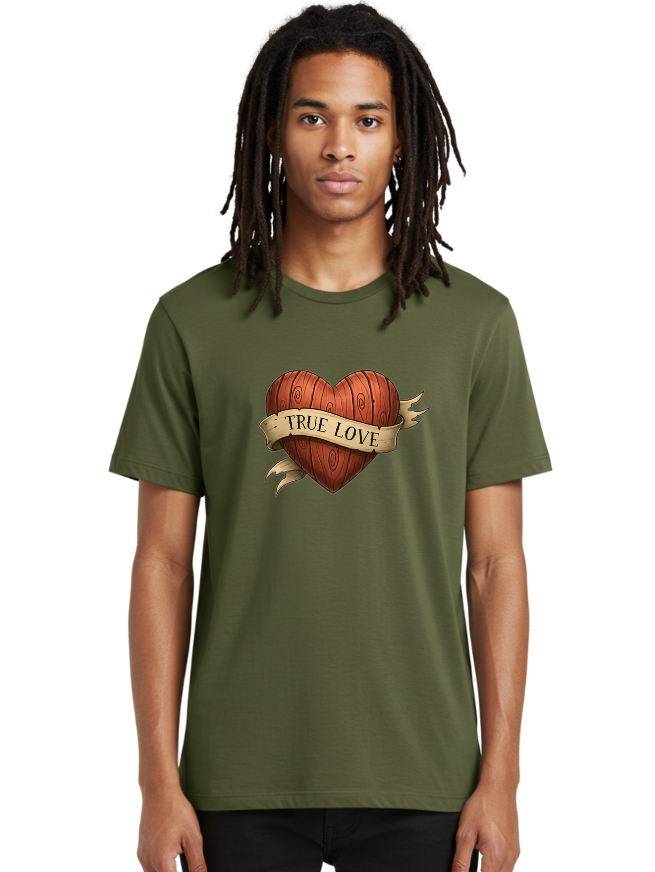 True-Love-6 Men'S Graphic Tee, 100% Cotton, Comfortable Casual Summer Wear, Machine Washable, Wooden Heart, Vintage Love, True Love, Tattoo Art, Classic Symbol, Traditional Design, Romantic Gesture, Wooden Texture, Heart Shape, Nostalgic Feel, Bae315