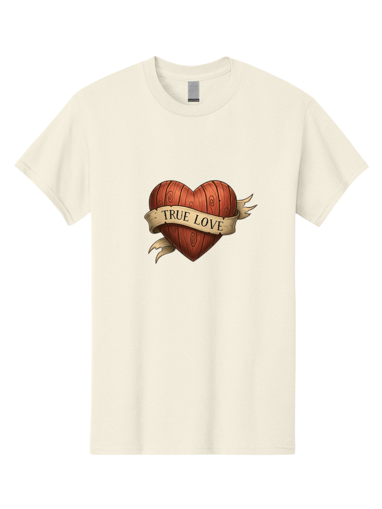True-Love-6 Men'S Graphic Tee, 100% Cotton, Comfortable Casual Summer Wear, Machine Washable, Wooden Heart, Vintage Love, True Love, Tattoo Art, Classic Symbol, Traditional Design, Romantic Gesture, Wooden Texture, Heart Shape, Nostalgic Feel, Bae315