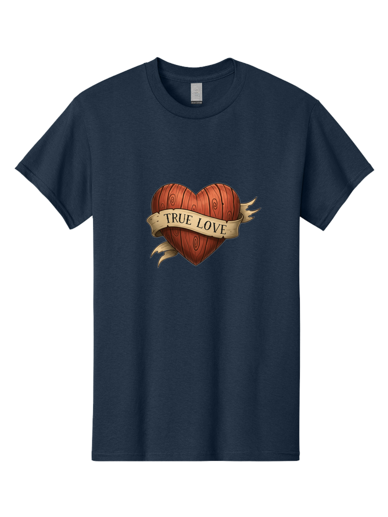 True-Love-6 Men'S Graphic Tee, 100% Cotton, Comfortable Casual Summer Wear, Machine Washable, Wooden Heart, Vintage Love, True Love, Tattoo Art, Classic Symbol, Traditional Design, Romantic Gesture, Wooden Texture, Heart Shape, Nostalgic Feel, Bae315