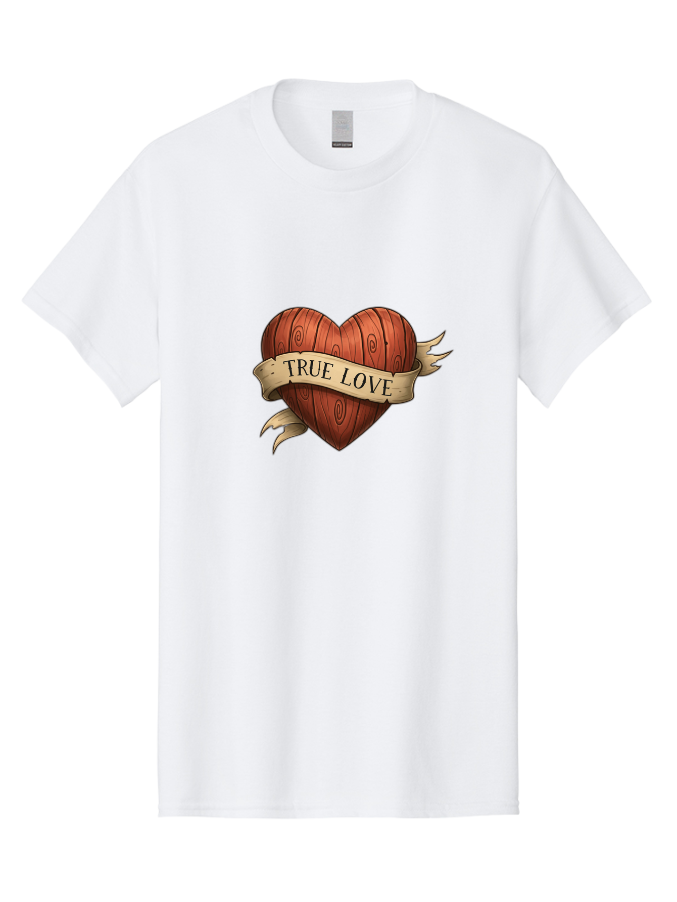 True-Love-6 Men'S Graphic Tee, 100% Cotton, Comfortable Casual Summer Wear, Machine Washable, Wooden Heart, Vintage Love, True Love, Tattoo Art, Classic Symbol, Traditional Design, Romantic Gesture, Wooden Texture, Heart Shape, Nostalgic Feel, Bae315