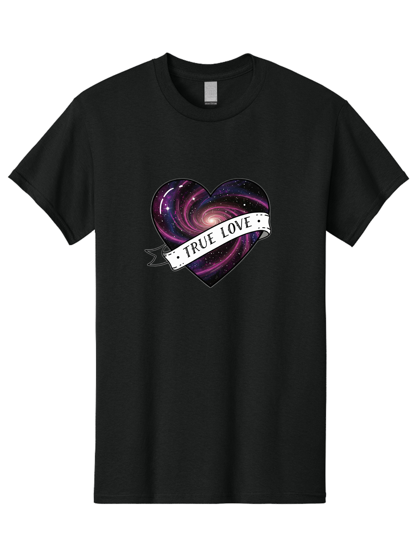 True-Love-7 Men'S Graphic Tee, 100% Cotton, Comfortable Casual Summer Wear, Machine Washable, Galaxy Heart, Cosmic Love, Purple Galaxy, Heart Shape, Stars And Planets, Romantic Symbol, True Love, Space-Inspired Art, Celestial Design, Bae316