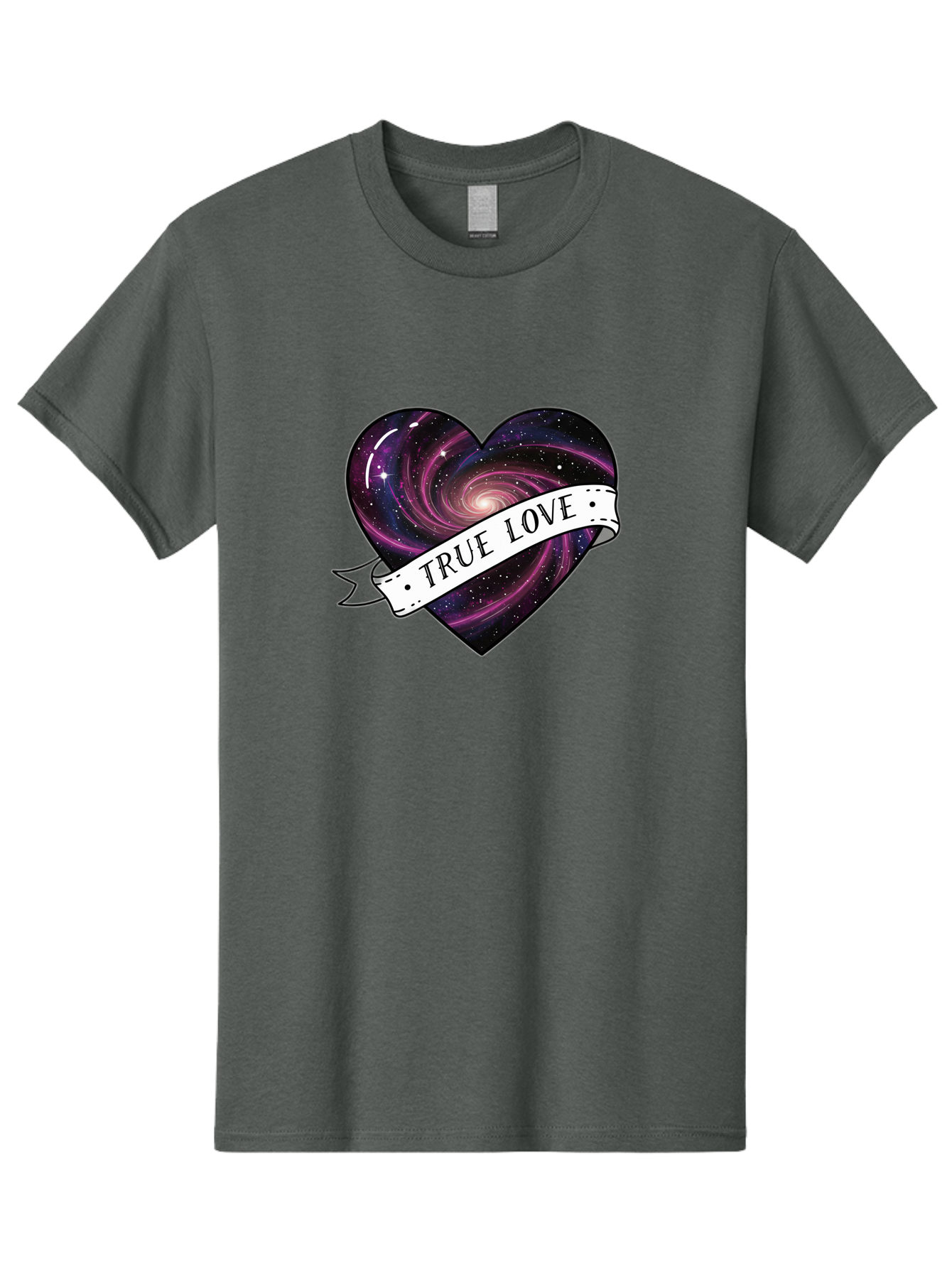 True-Love-7 Men'S Graphic Tee, 100% Cotton, Comfortable Casual Summer Wear, Machine Washable, Galaxy Heart, Cosmic Love, Purple Galaxy, Heart Shape, Stars And Planets, Romantic Symbol, True Love, Space-Inspired Art, Celestial Design, Bae316