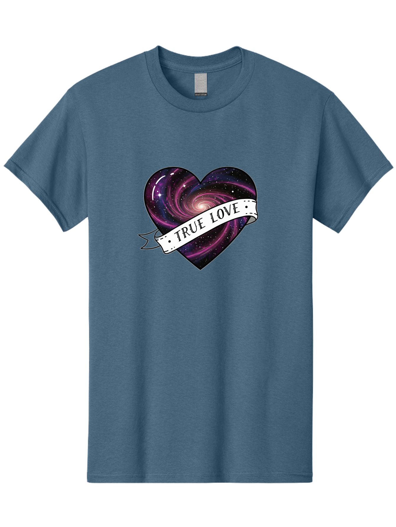 True-Love-7 Men'S Graphic Tee, 100% Cotton, Comfortable Casual Summer Wear, Machine Washable, Galaxy Heart, Cosmic Love, Purple Galaxy, Heart Shape, Stars And Planets, Romantic Symbol, True Love, Space-Inspired Art, Celestial Design, Bae316