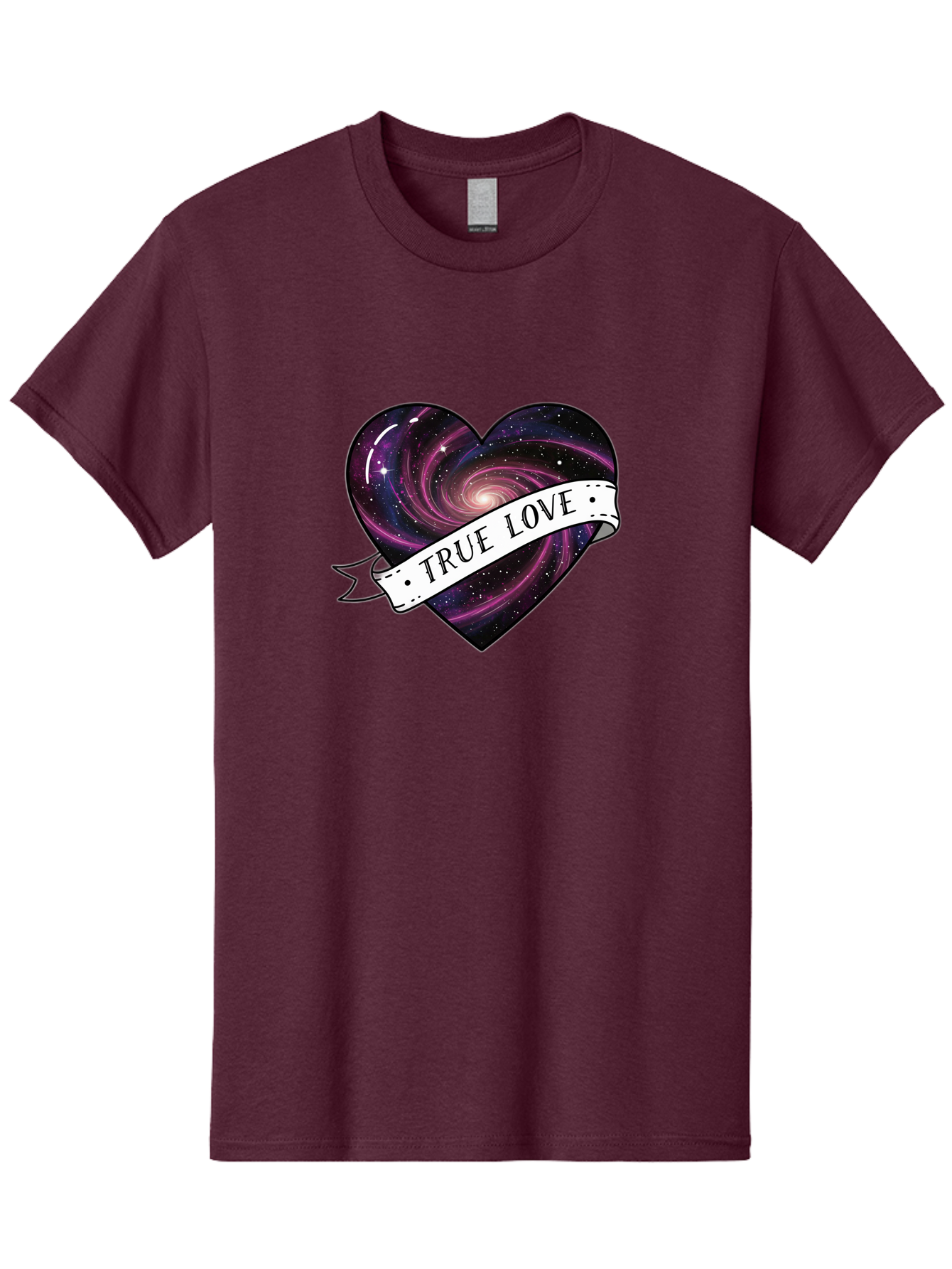 True-Love-7 Men'S Graphic Tee, 100% Cotton, Comfortable Casual Summer Wear, Machine Washable, Galaxy Heart, Cosmic Love, Purple Galaxy, Heart Shape, Stars And Planets, Romantic Symbol, True Love, Space-Inspired Art, Celestial Design, Bae316