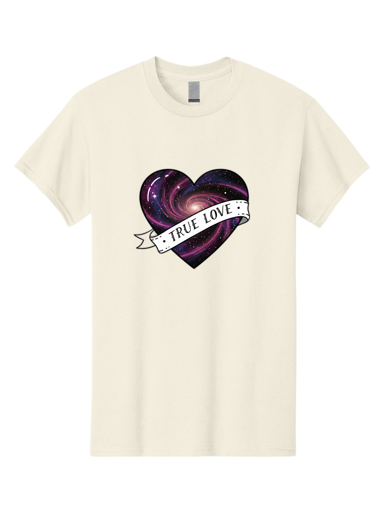 True-Love-7 Men'S Graphic Tee, 100% Cotton, Comfortable Casual Summer Wear, Machine Washable, Galaxy Heart, Cosmic Love, Purple Galaxy, Heart Shape, Stars And Planets, Romantic Symbol, True Love, Space-Inspired Art, Celestial Design, Bae316