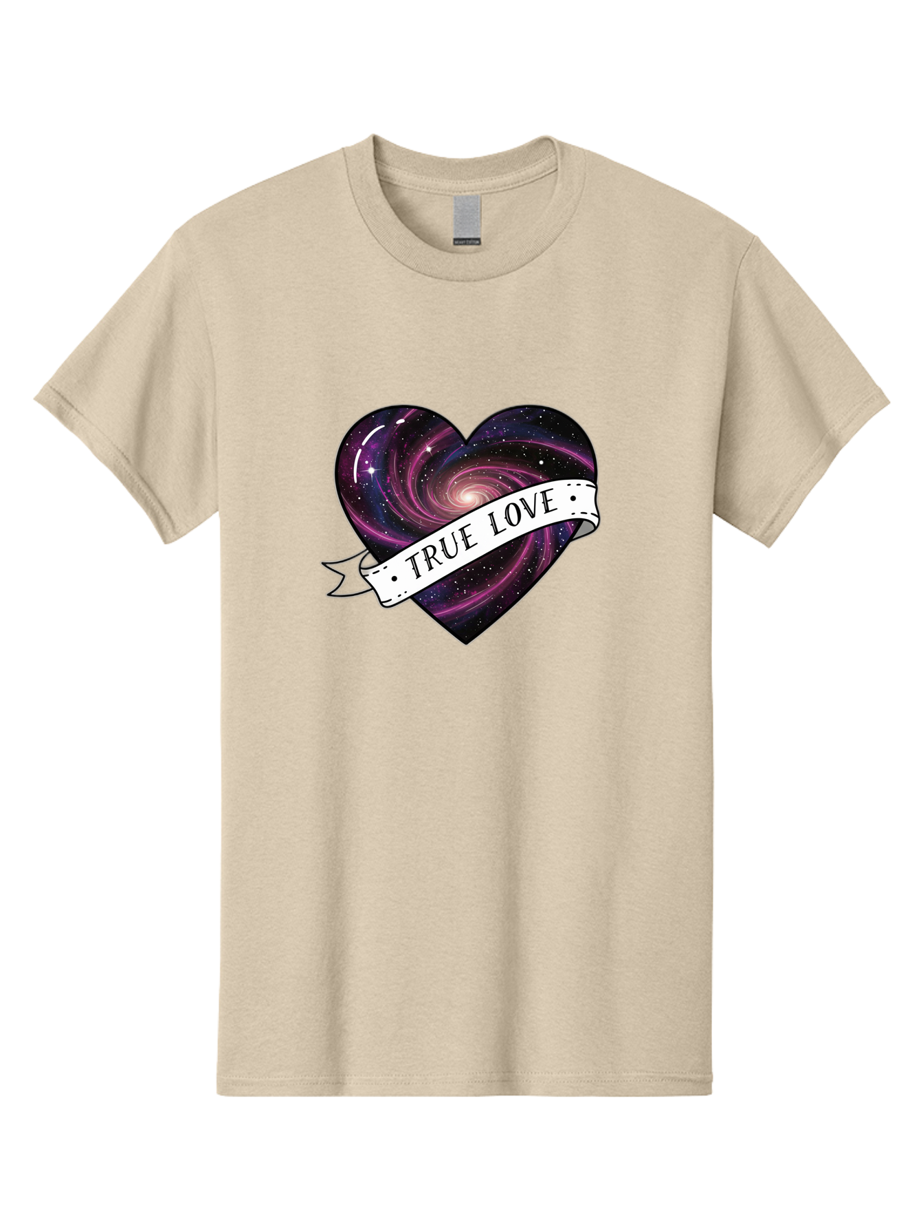 True-Love-7 Men'S Graphic Tee, 100% Cotton, Comfortable Casual Summer Wear, Machine Washable, Galaxy Heart, Cosmic Love, Purple Galaxy, Heart Shape, Stars And Planets, Romantic Symbol, True Love, Space-Inspired Art, Celestial Design, Bae316