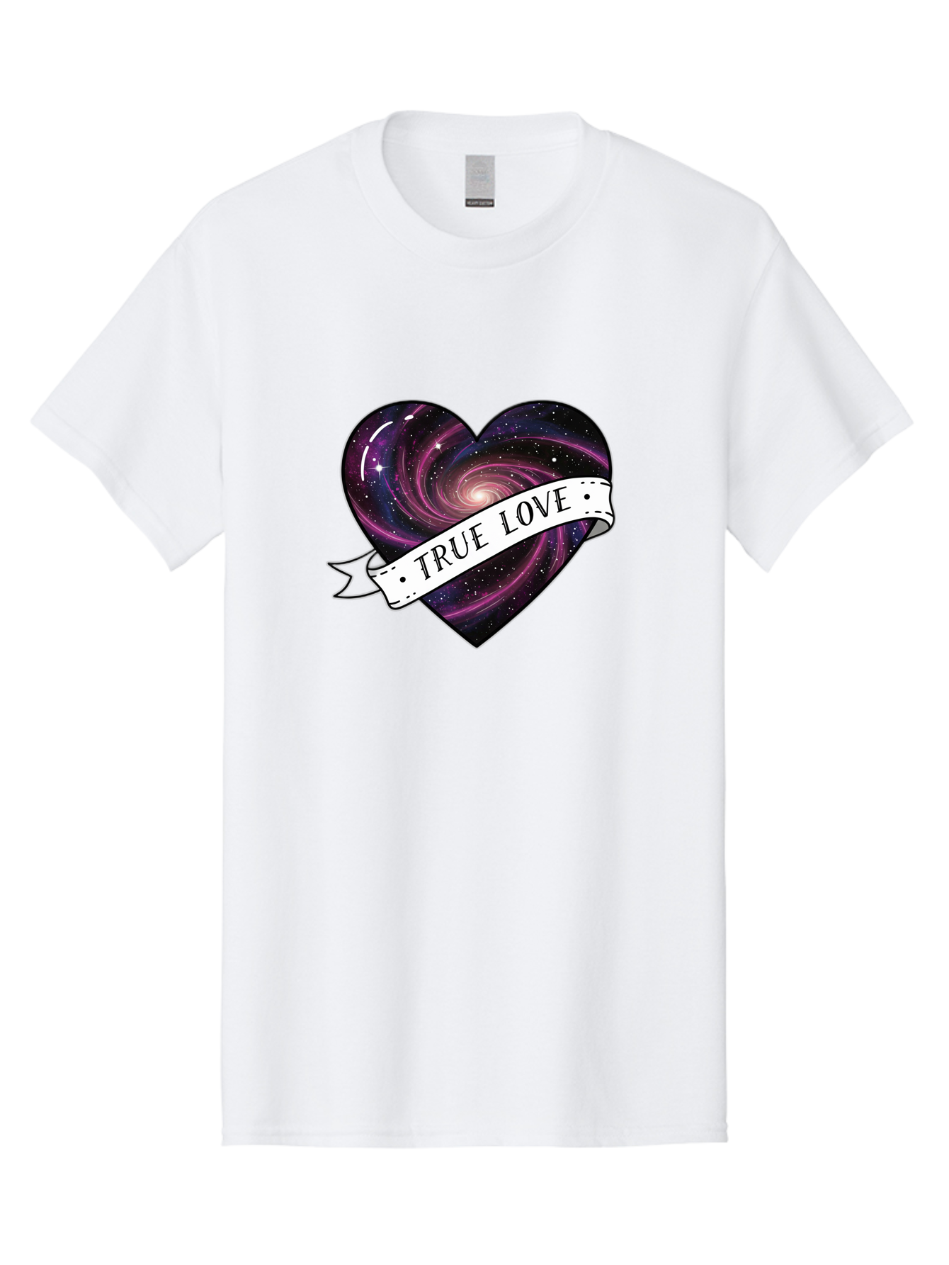 True-Love-7 Men'S Graphic Tee, 100% Cotton, Comfortable Casual Summer Wear, Machine Washable, Galaxy Heart, Cosmic Love, Purple Galaxy, Heart Shape, Stars And Planets, Romantic Symbol, True Love, Space-Inspired Art, Celestial Design, Bae316