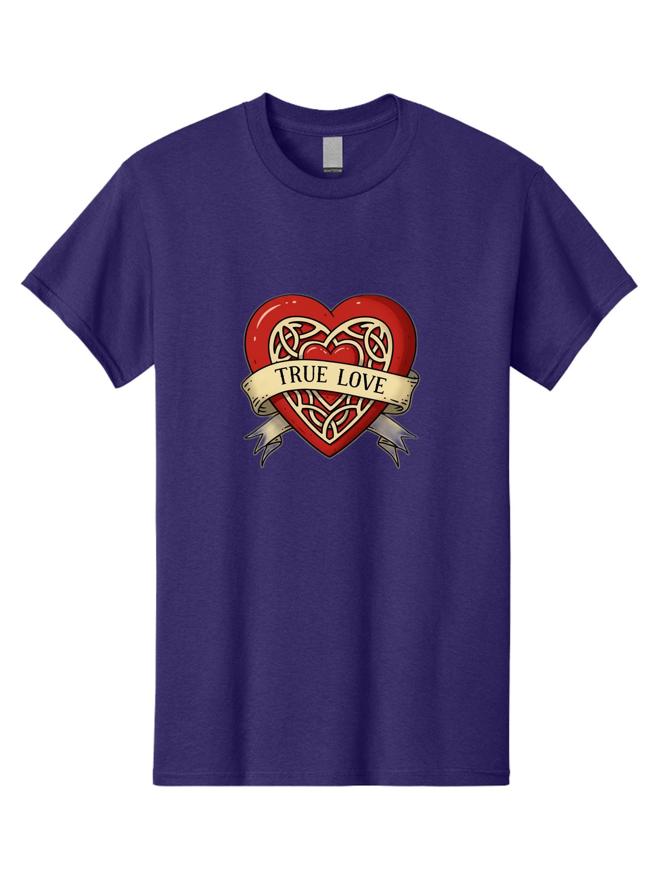 True-Love-Heart-1 Men'S Graphic Tee, 100% Cotton, Comfortable Casual Summer Wear, Machine Washable, Red Heart, Celtic Knotwork Design, True Love, Vintage Banner, Romantic Symbol, Tattoo Art, Love Theme, Heart Shape, Classic Design, Love Symbol Bae319