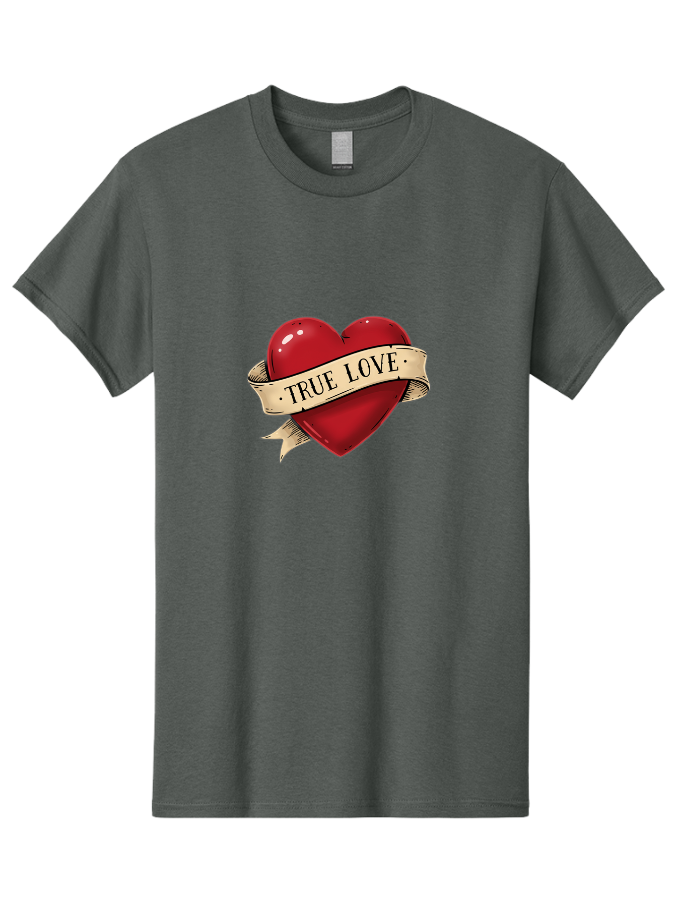 True-Love Men'S Graphic Tee, 100% Cotton, Comfortable Casual Summer Wear, Machine Washable, Red Heart, True Love, Heart-Shaped, Vintage Banner, Classic Tattoo Art, Red Heart Symbol, Love Emblem, Ribbon Banner, Symbolic Heart Bae321