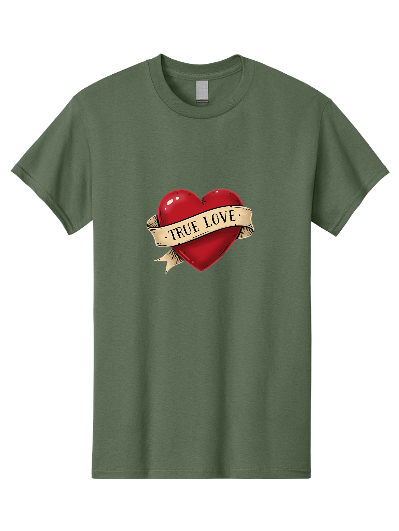 True-Love Men'S Graphic Tee, 100% Cotton, Comfortable Casual Summer Wear, Machine Washable, Red Heart, True Love, Heart-Shaped, Vintage Banner, Classic Tattoo Art, Red Heart Symbol, Love Emblem, Ribbon Banner, Symbolic Heart Bae321