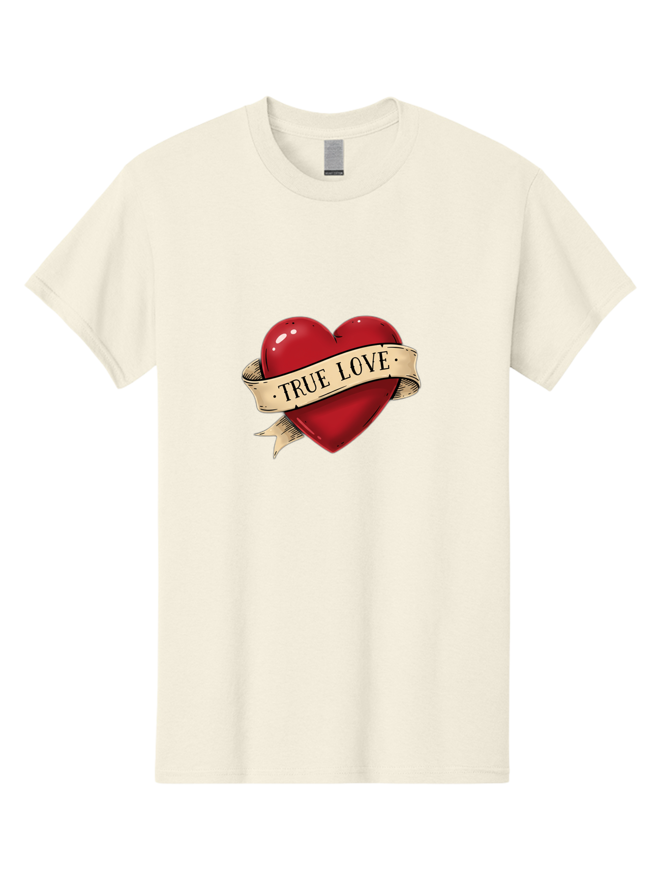 True-Love Men'S Graphic Tee, 100% Cotton, Comfortable Casual Summer Wear, Machine Washable, Red Heart, True Love, Heart-Shaped, Vintage Banner, Classic Tattoo Art, Red Heart Symbol, Love Emblem, Ribbon Banner, Symbolic Heart Bae321