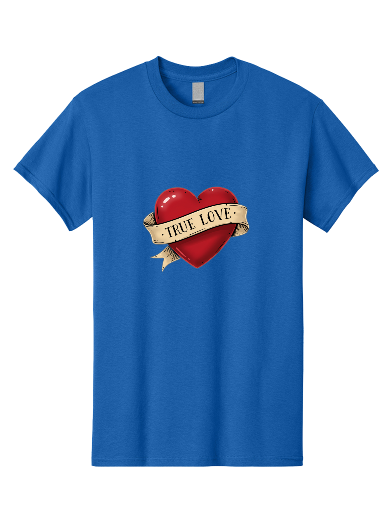 True-Love Men'S Graphic Tee, 100% Cotton, Comfortable Casual Summer Wear, Machine Washable, Red Heart, True Love, Heart-Shaped, Vintage Banner, Classic Tattoo Art, Red Heart Symbol, Love Emblem, Ribbon Banner, Symbolic Heart Bae321
