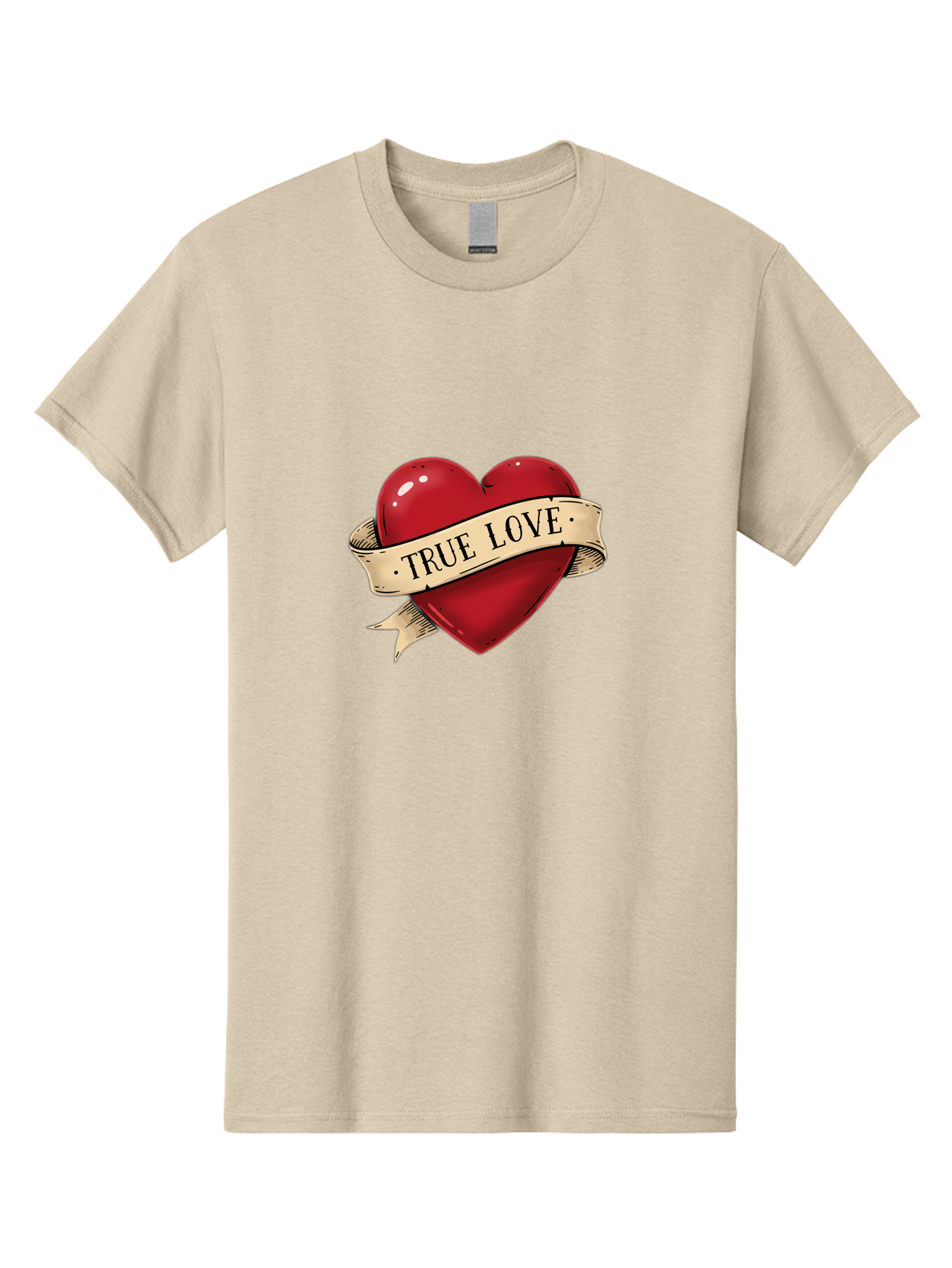 True-Love Men'S Graphic Tee, 100% Cotton, Comfortable Casual Summer Wear, Machine Washable, Red Heart, True Love, Heart-Shaped, Vintage Banner, Classic Tattoo Art, Red Heart Symbol, Love Emblem, Ribbon Banner, Symbolic Heart Bae321