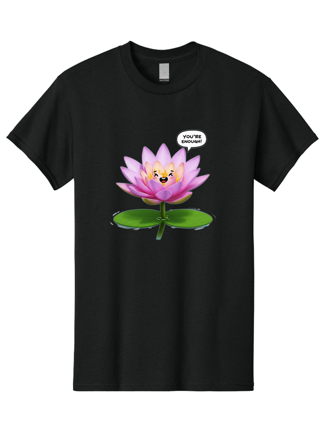 You-Re-Enough-Flower Men'S Graphic Tee, 100% Cotton, Comfortable Casual Summer Wear, Machine Washable, Lotus Flower, Inspirational Quote, Positive Affirmation, Self-Love, Motivational Message, You'Re Enough, Emotional Support, Mental Wellness Bae330
